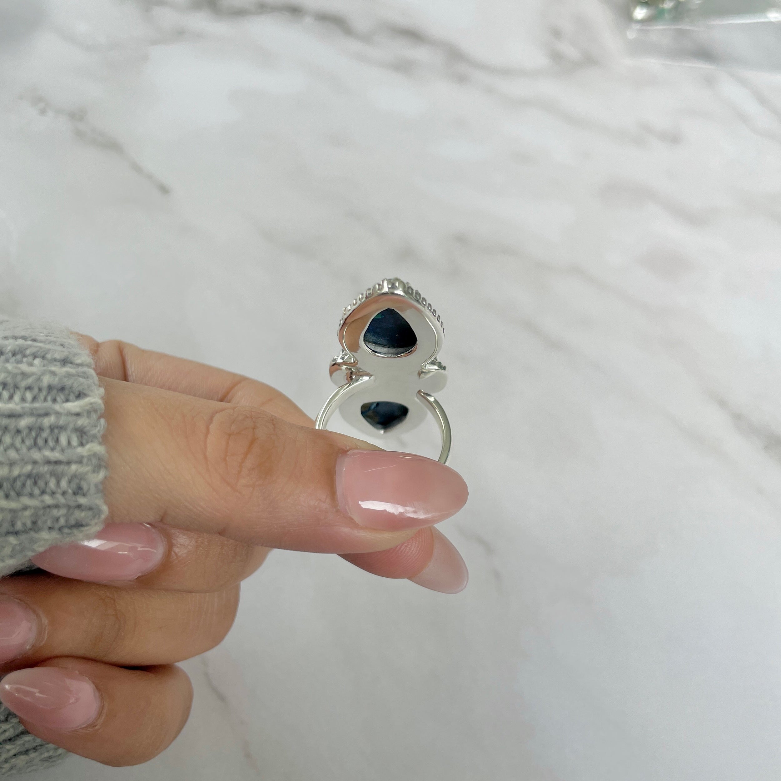 Azurite Malachite Adjustable Ring-(AZM-R-38.)