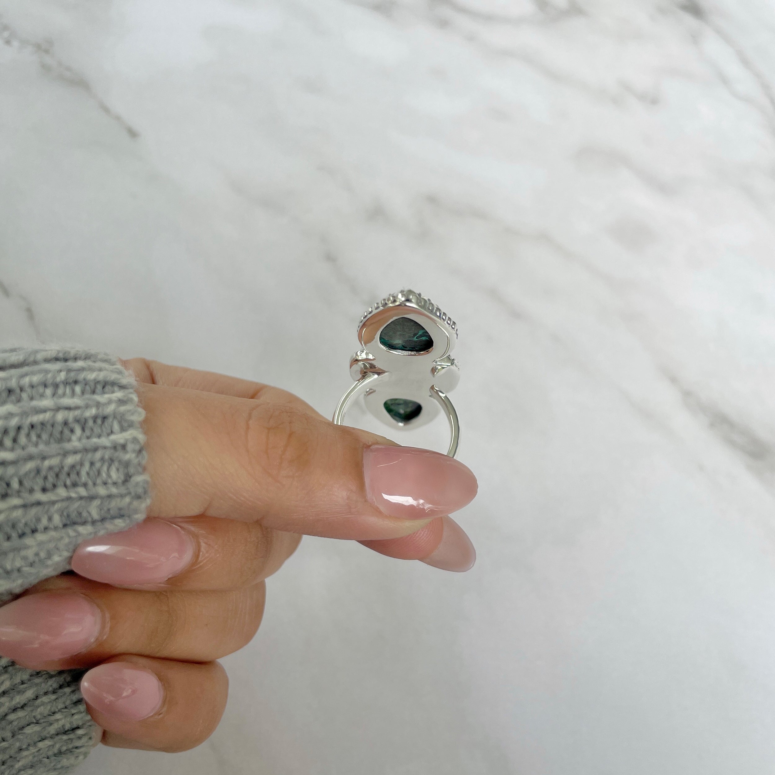 Azurite Malachite Adjustable Ring-(AZM-R-39.)