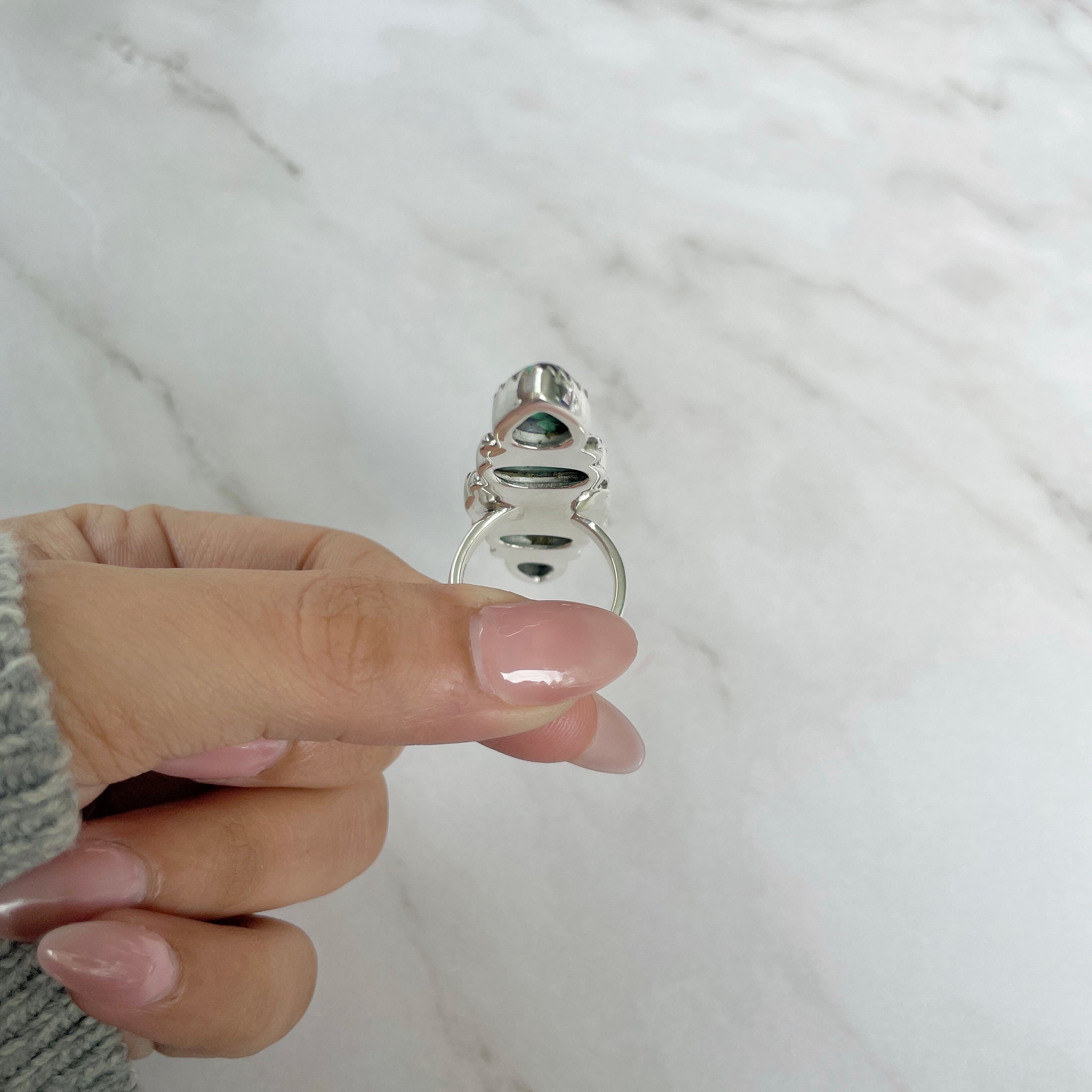 Azurite Malachite Adjustable Ring-(AZM-R-40.)