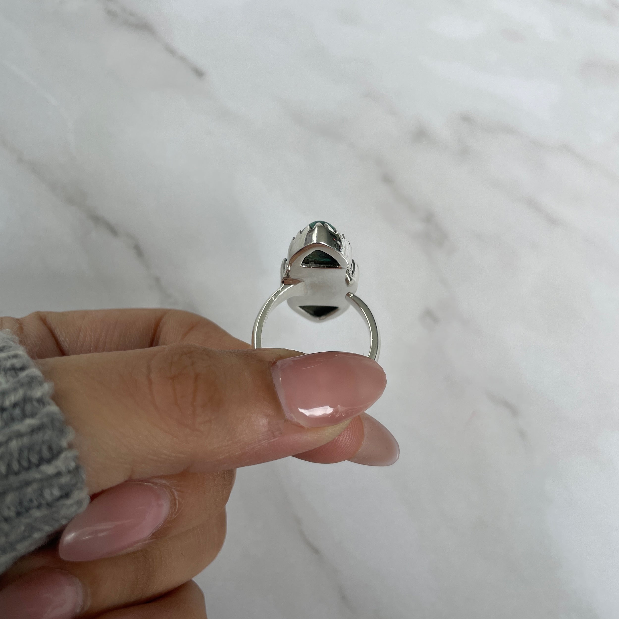 Azurite Malachite Adjustable Ring-(AZM-R-41.)