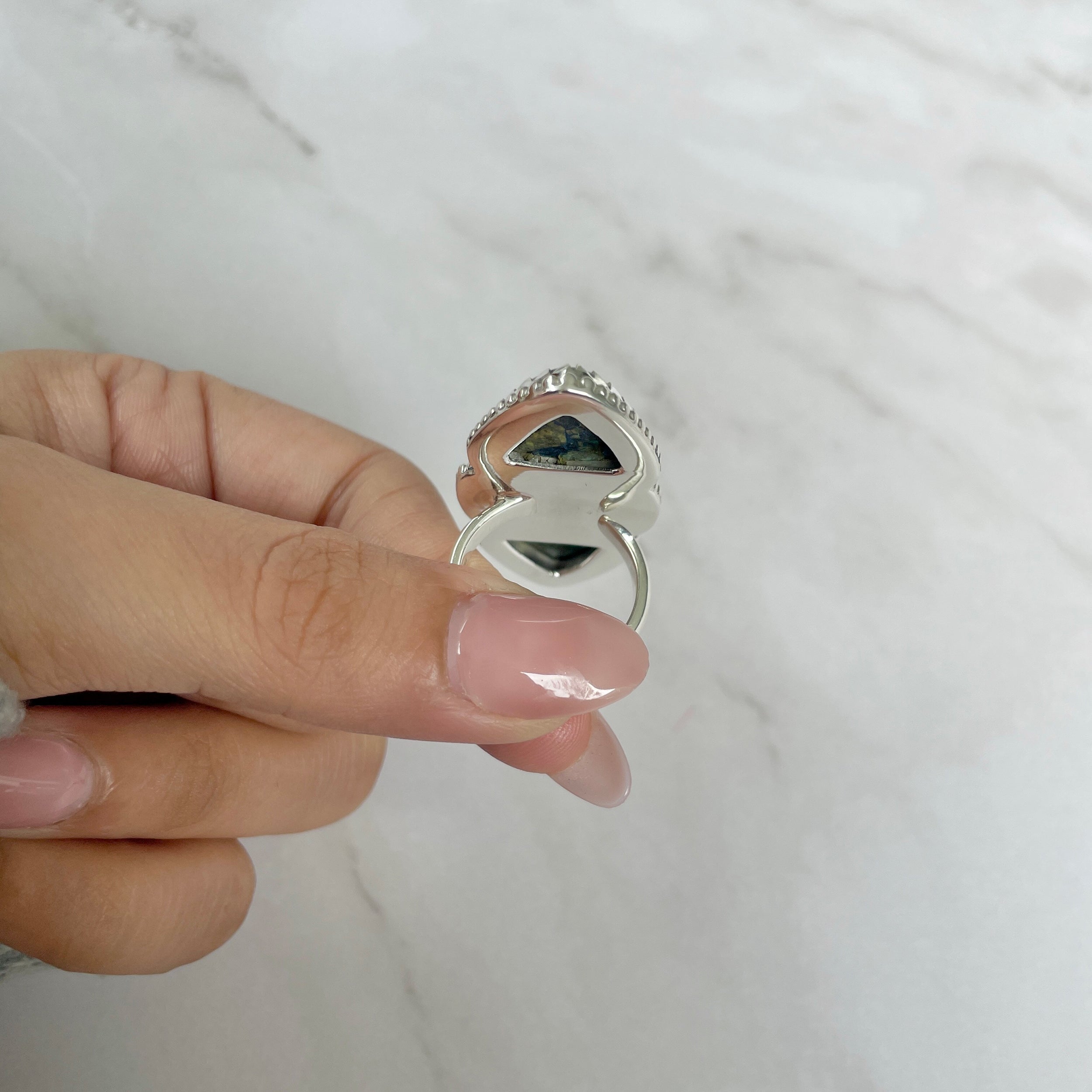 Azurite Malachite Adjustable Ring-(AZM-R-42.)