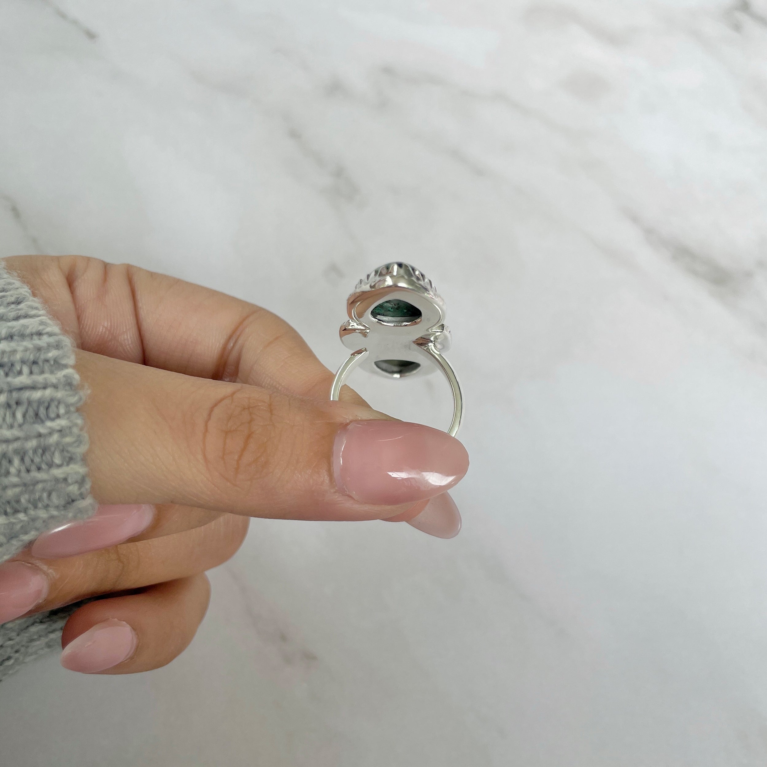 Azurite Malachite Adjustable Ring-(AZM-R-43.)