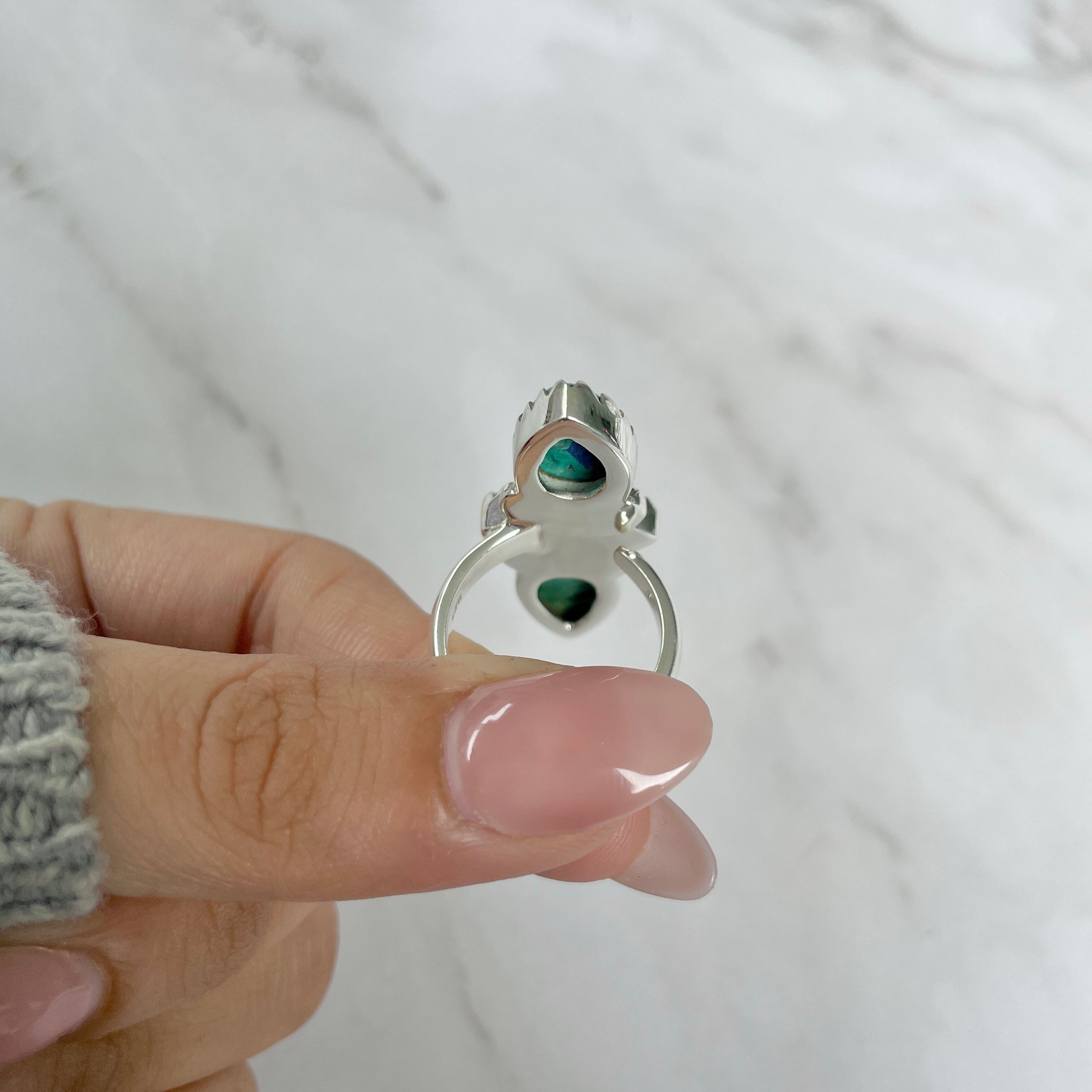 Azurite Malachite Adjustable Ring-(AZM-R-46.)