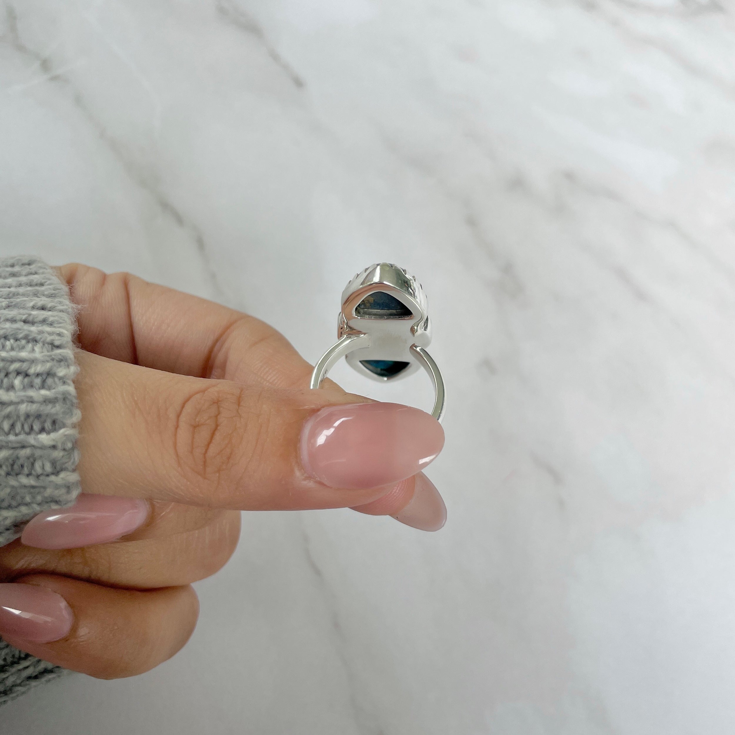 Azurite Malachite Adjustable Ring-(AZM-R-47.)