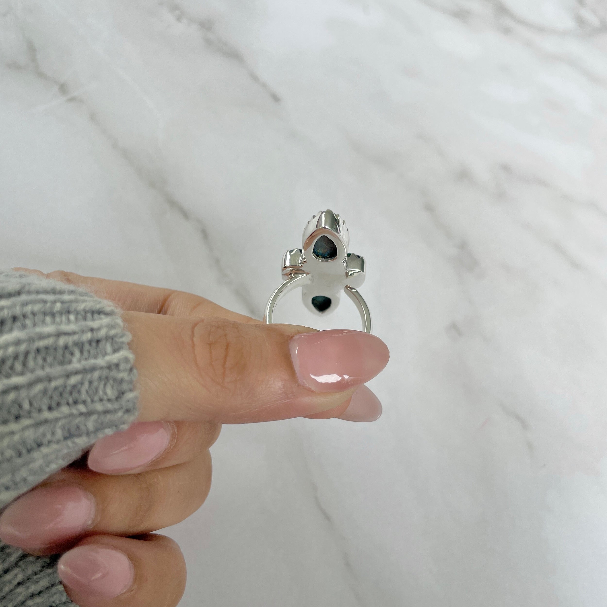 Azurite Malachite Adjustable Ring-(AZM-R-49.)