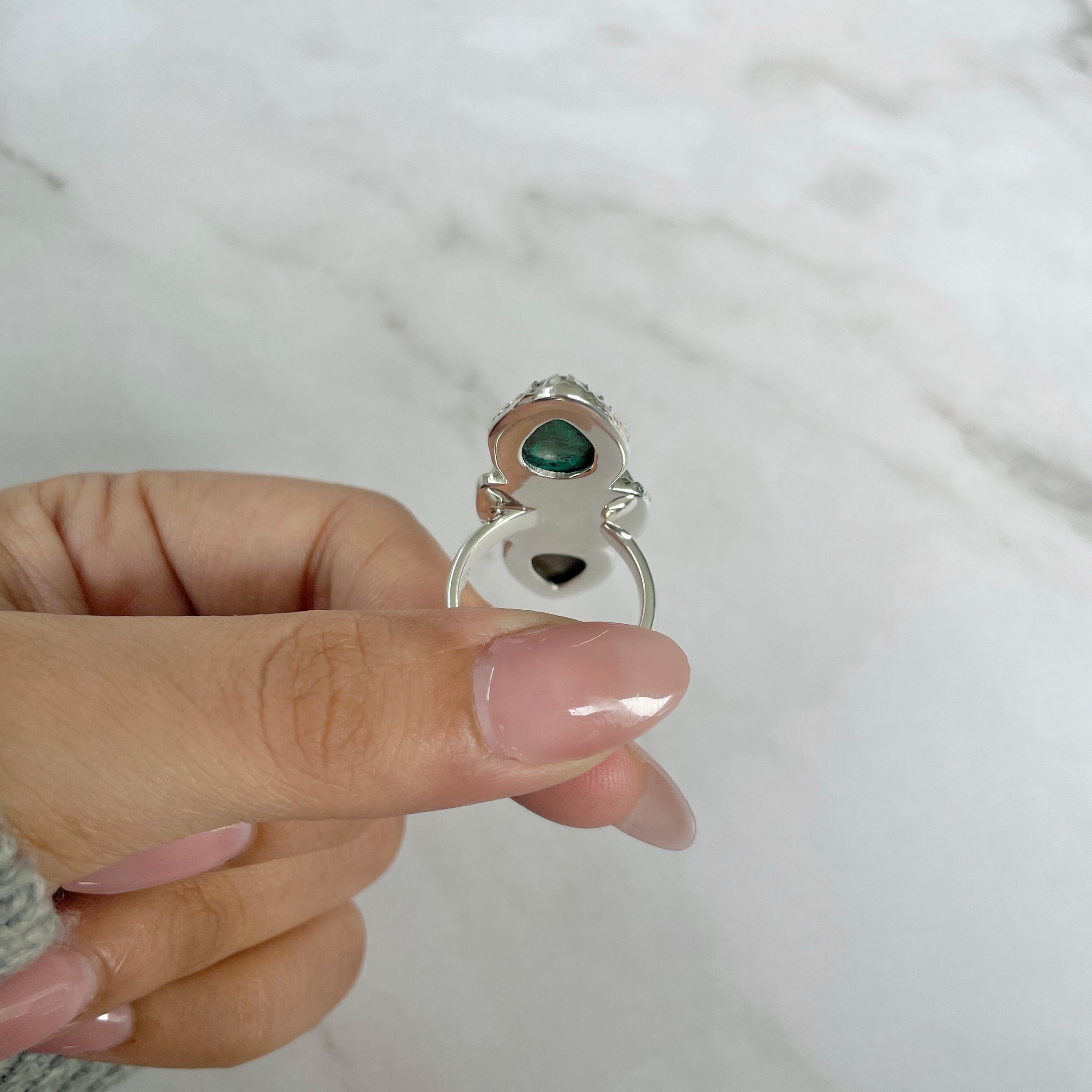 Azurite Malachite Adjustable Ring-(AZM-R-51.)