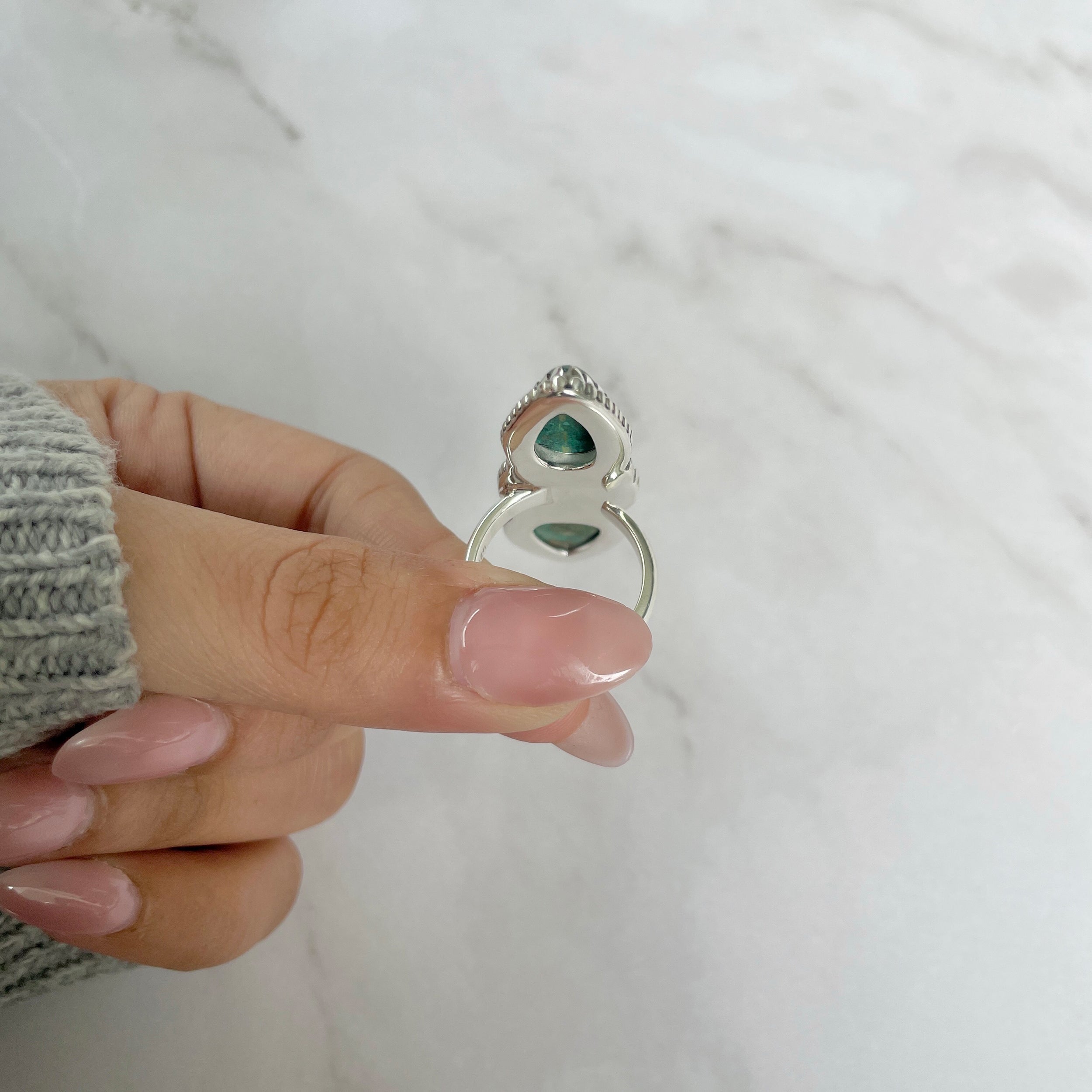 Azurite Malachite Adjustable Ring-(AZM-R-52.)