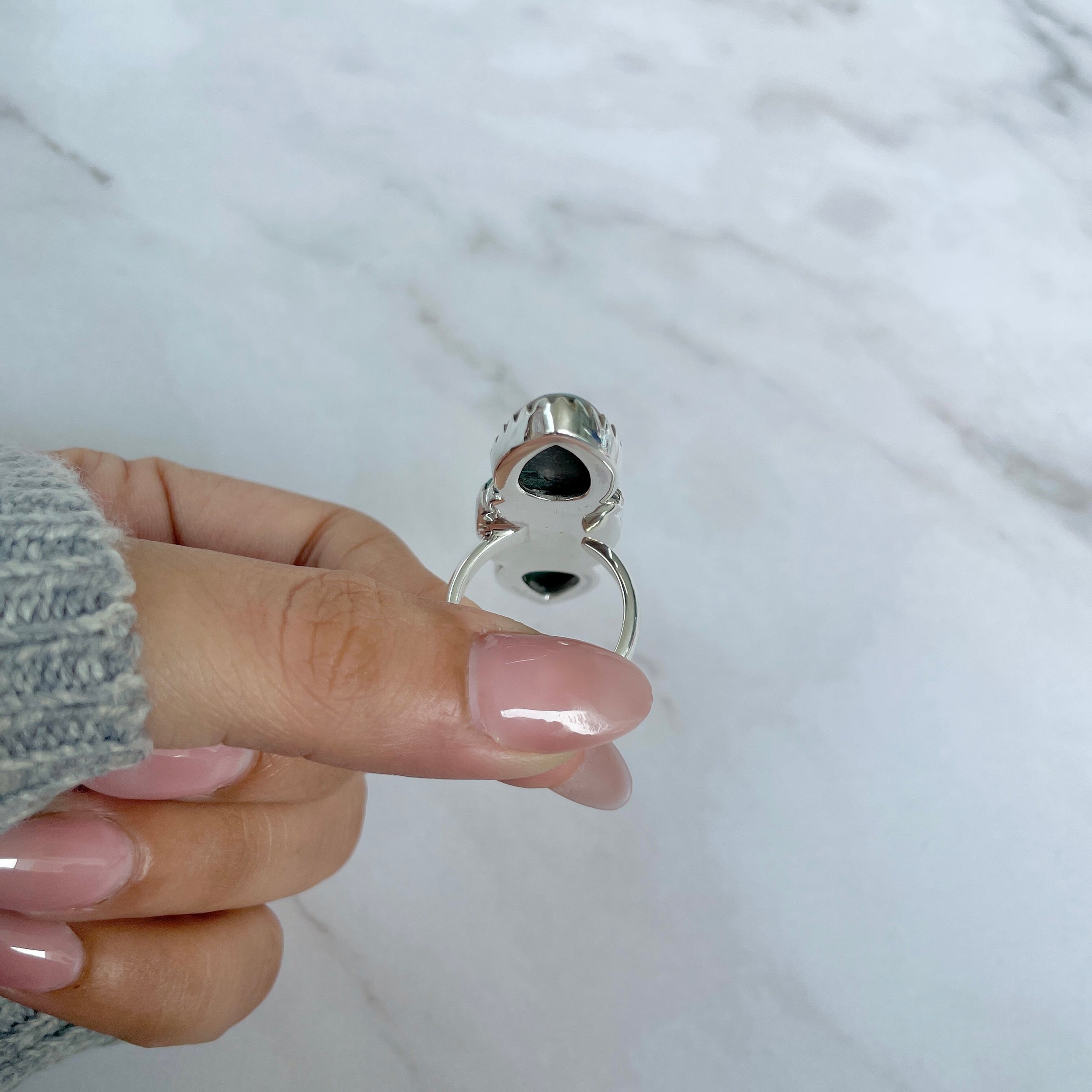 Azurite Malachite Adjustable Ring-(AZM-R-53.)