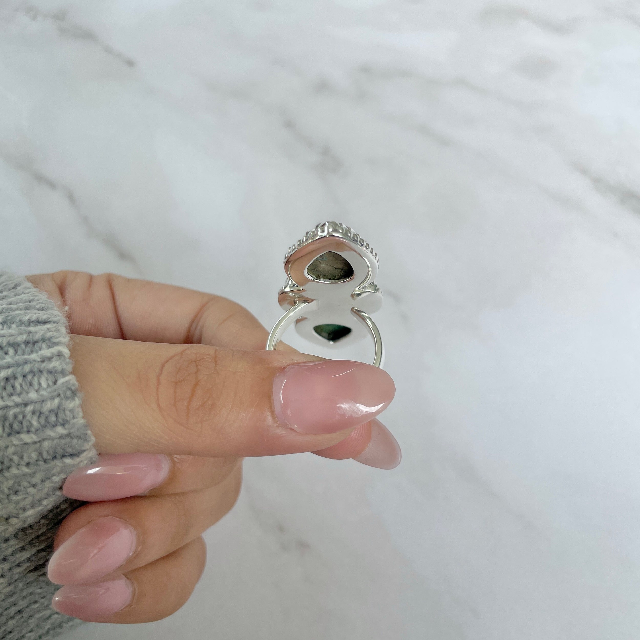 Azurite Malachite Adjustable Ring-(AZM-R-54.)