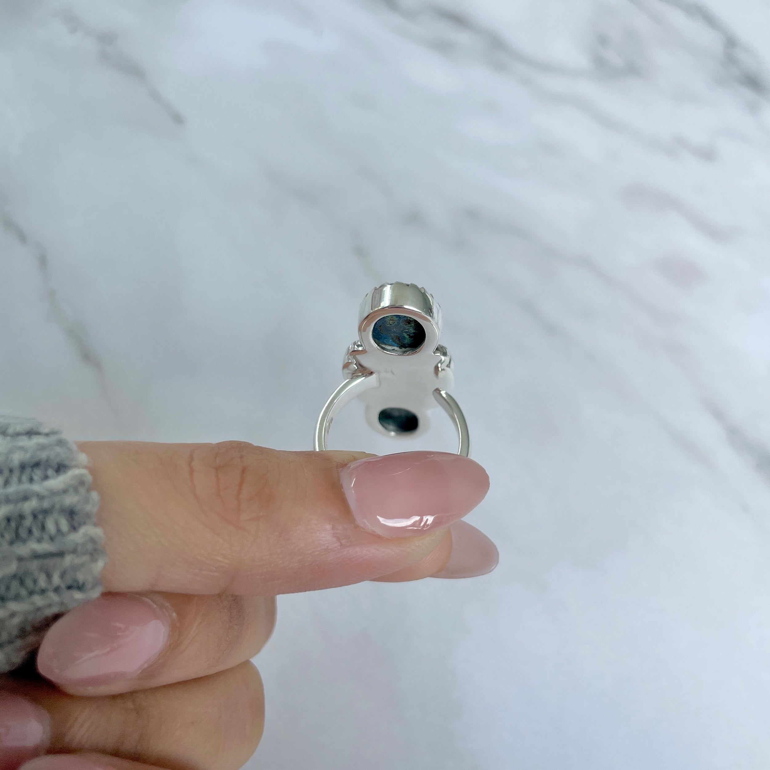 Azurite Malachite Adjustable Ring-(AZM-R-55.)