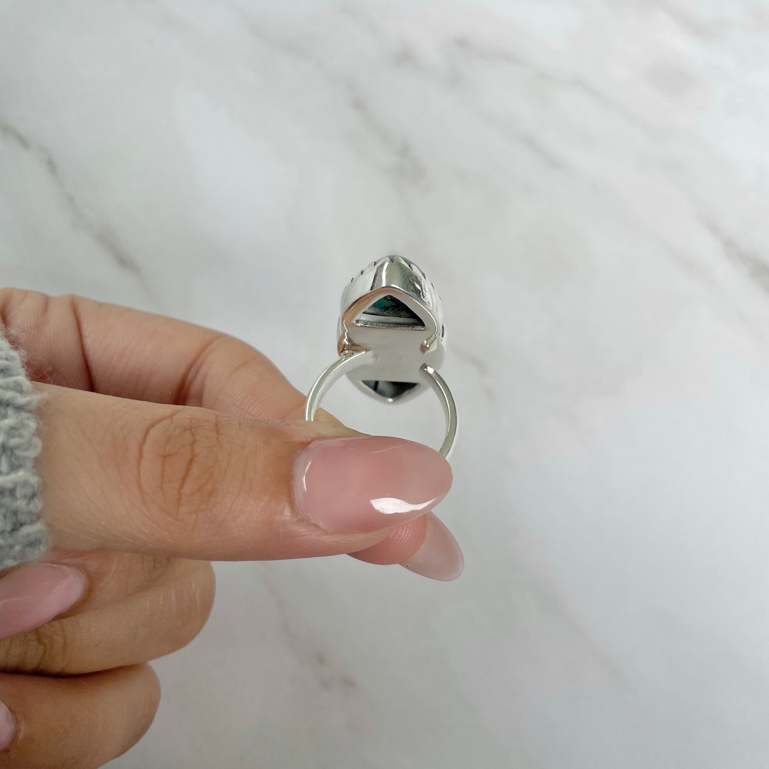 Azurite Malachite Adjustable Ring-(AZM-R-56.)