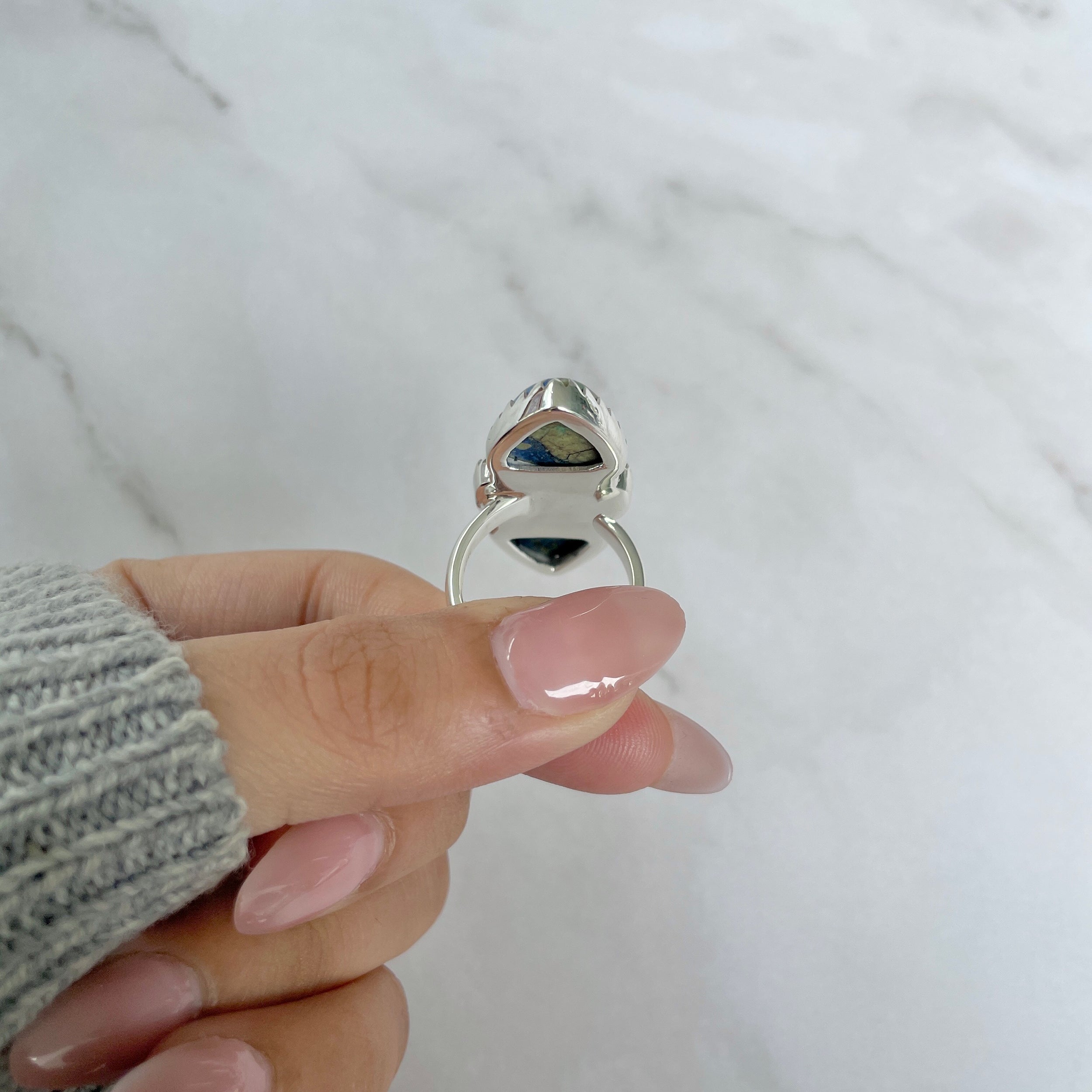 Azurite Malachite Adjustable Ring-(AZM-R-57.)