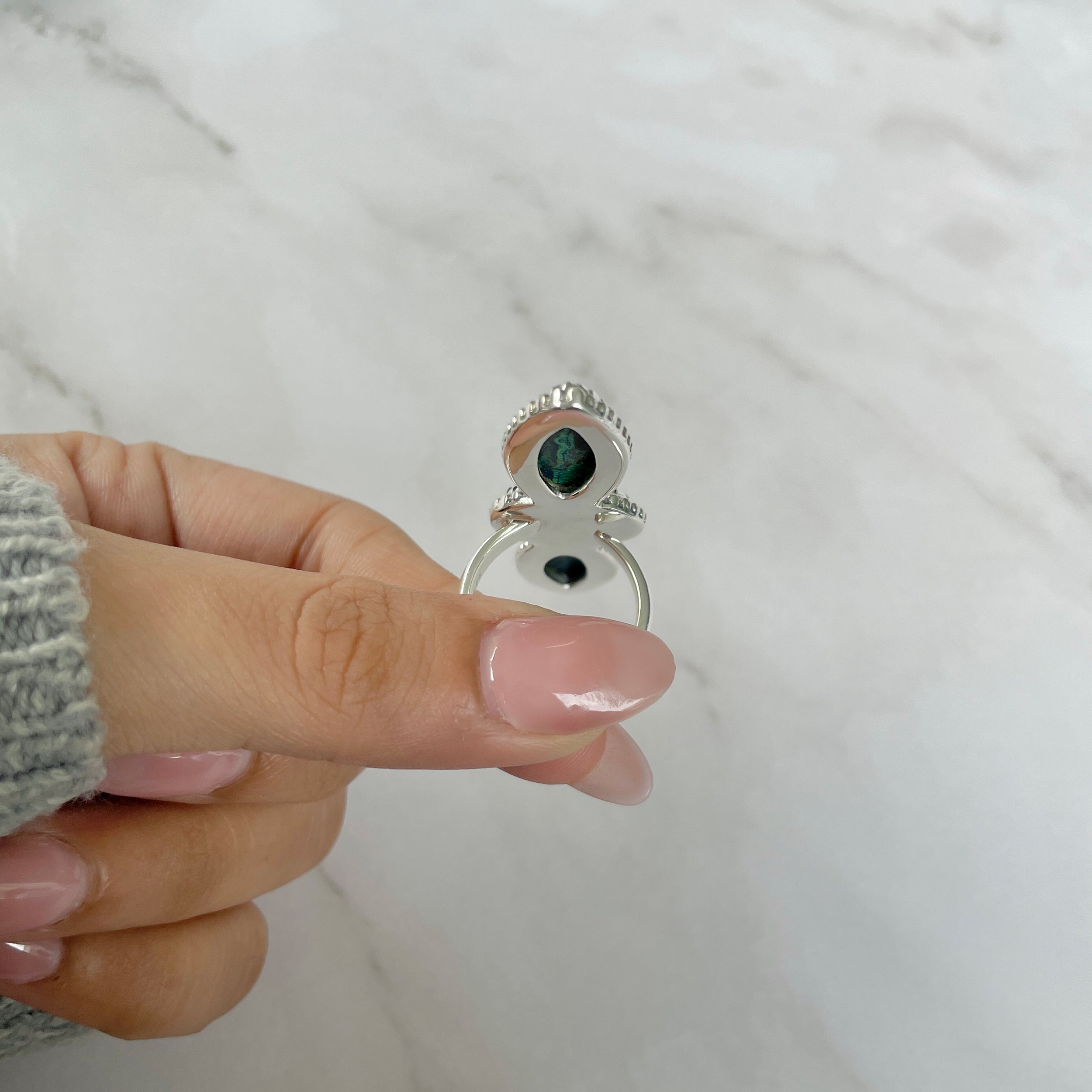 Azurite Malachite Adjustable Ring-(AZM-R-59.)