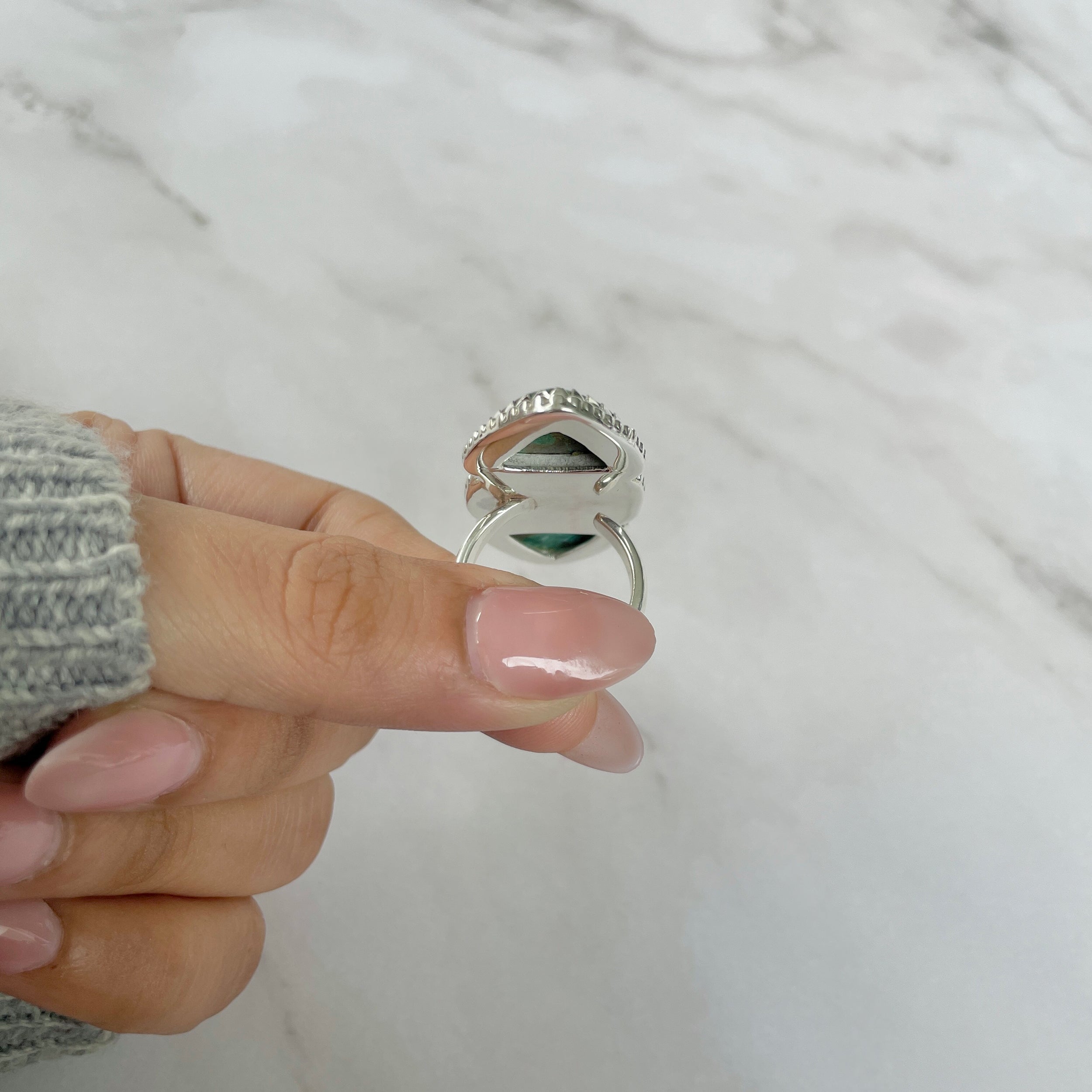 Azurite Malachite Adjustable Ring-(AZM-R-60.)