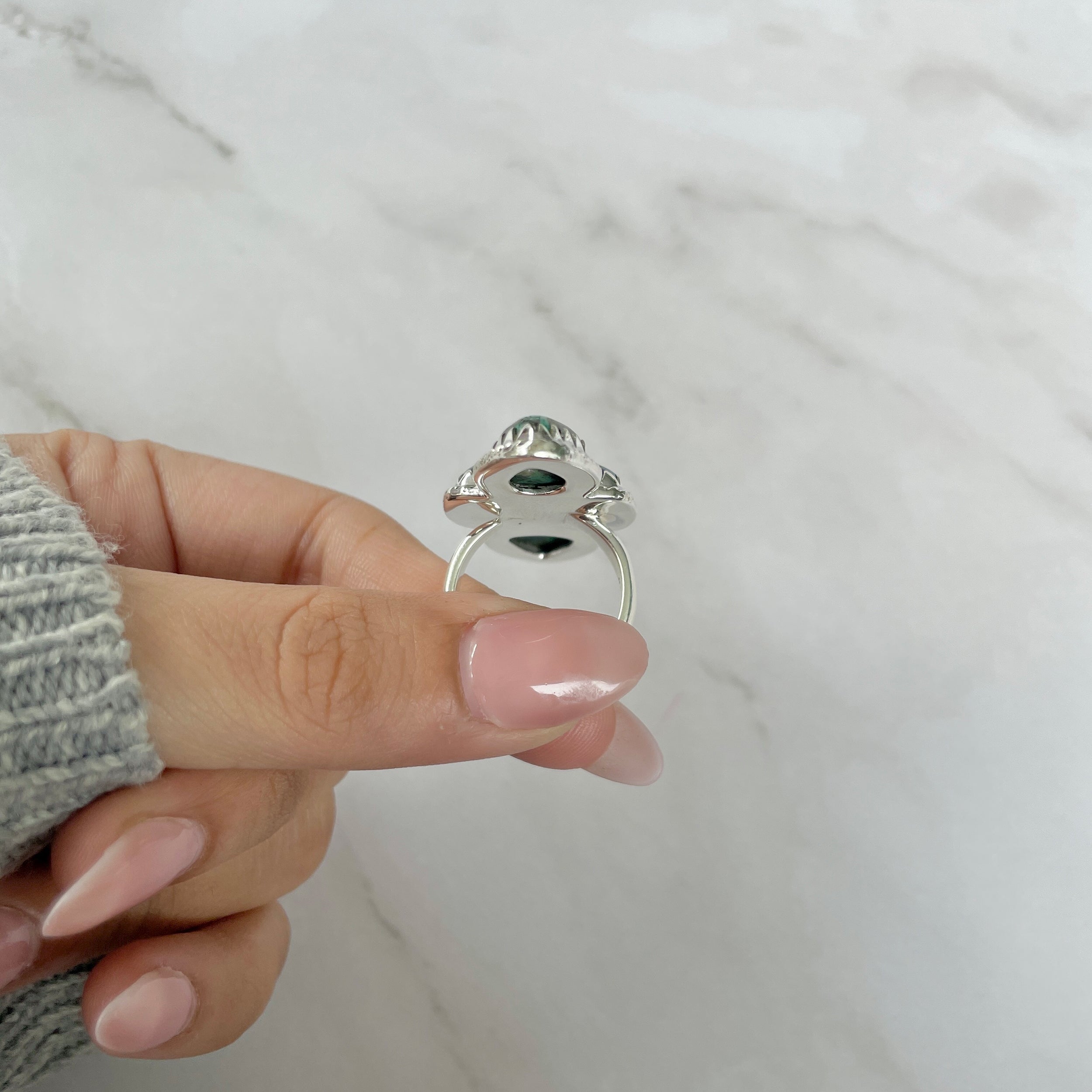 Azurite Malachite Adjustable Ring-(AZM-R-62.)