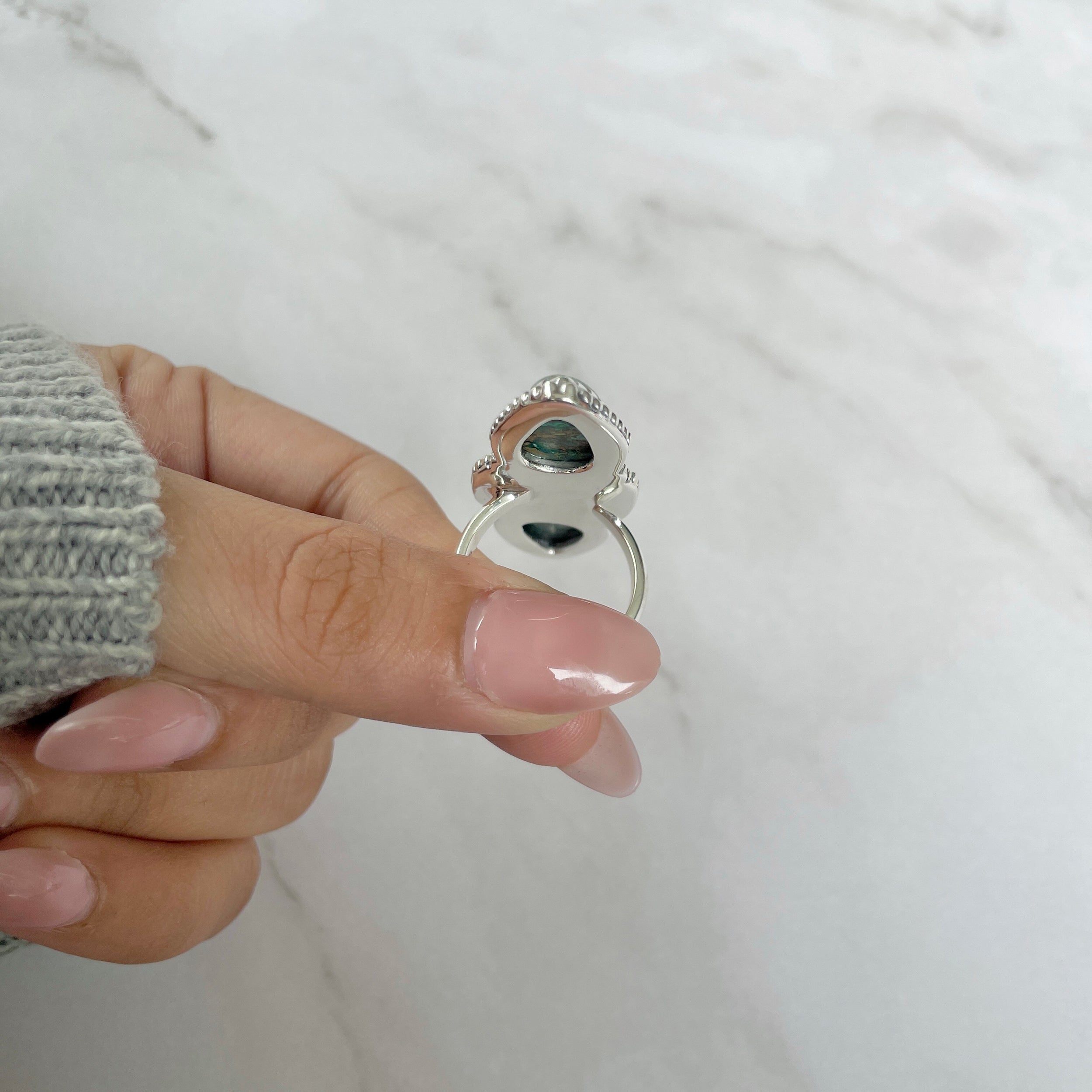 Azurite Malachite Adjustable Ring-(AZM-R-63.)