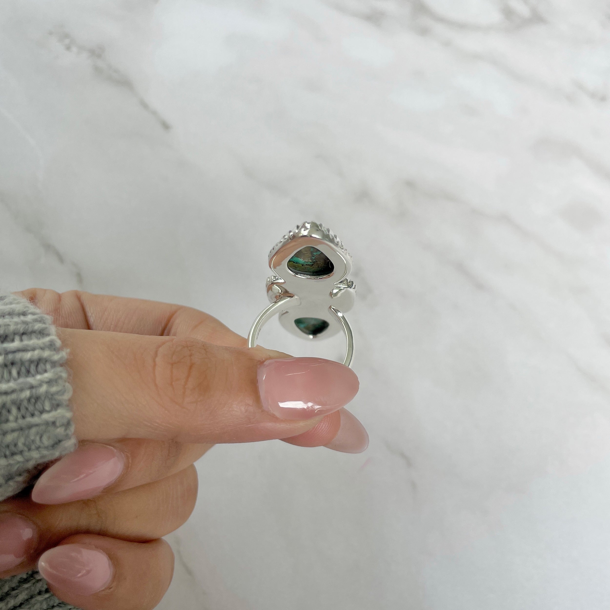 Azurite Malachite Adjustable Ring-(AZM-R-64.)