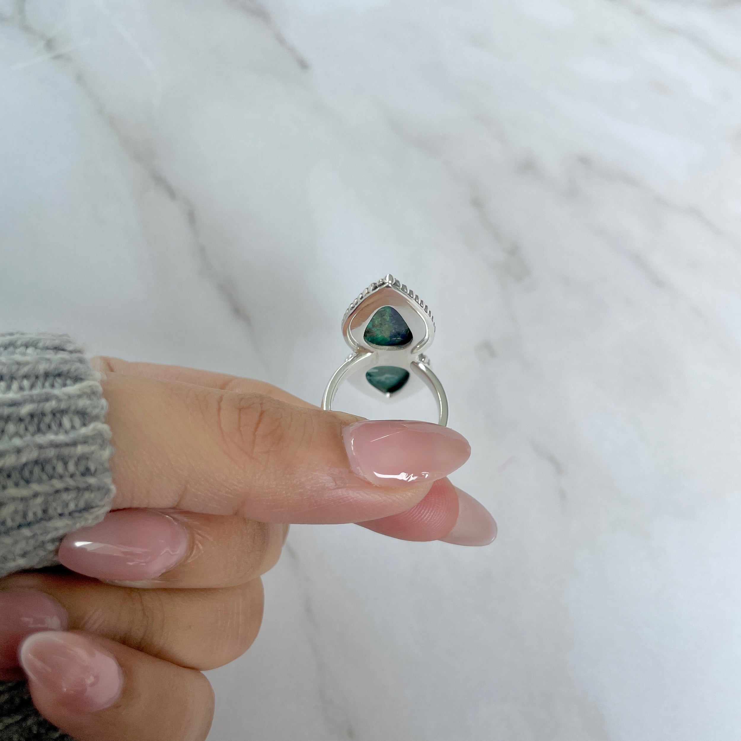 Azurite Malachite Adjustable Ring-(AZM-R-67.)