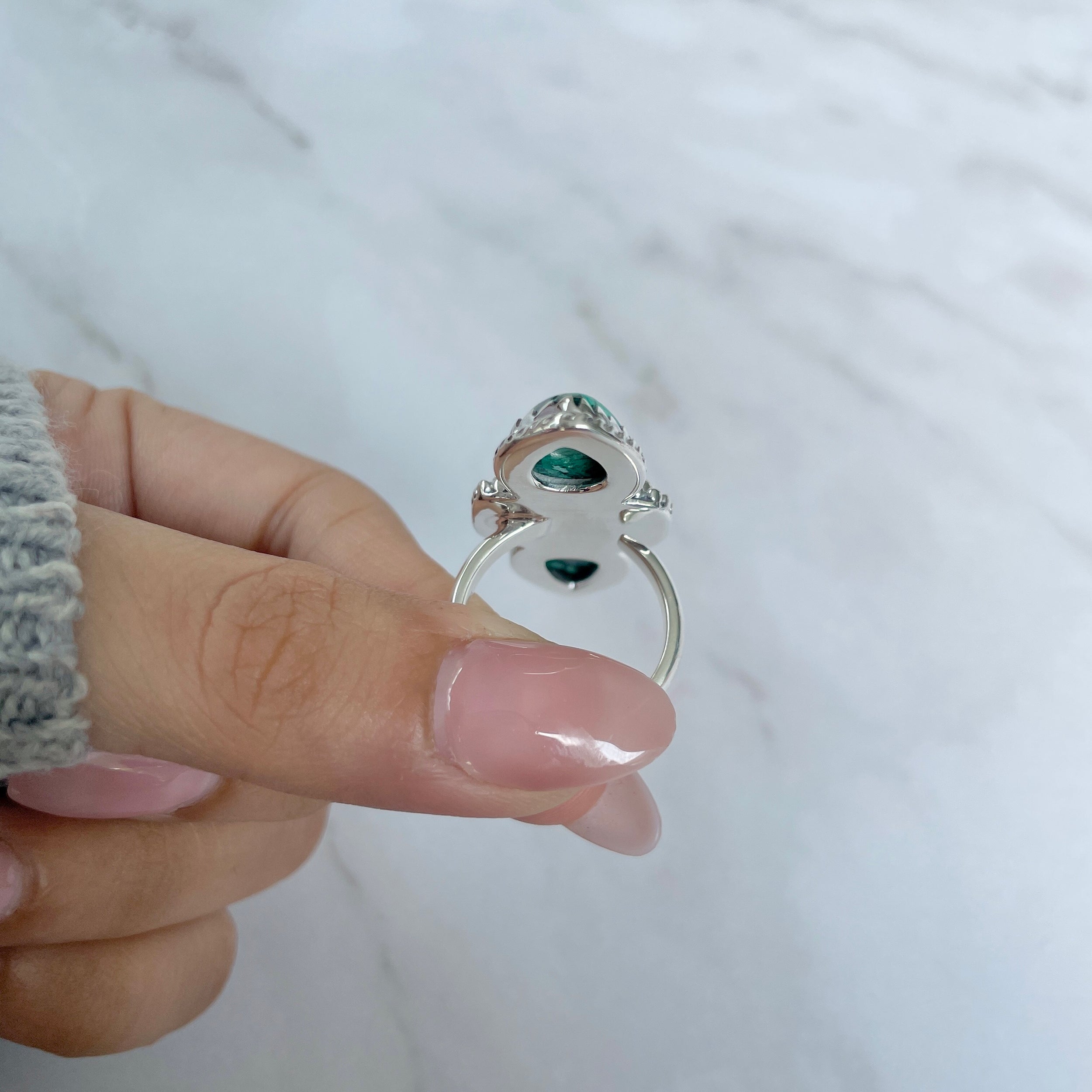 Azurite Malachite Adjustable Ring-(AZM-R-70.)