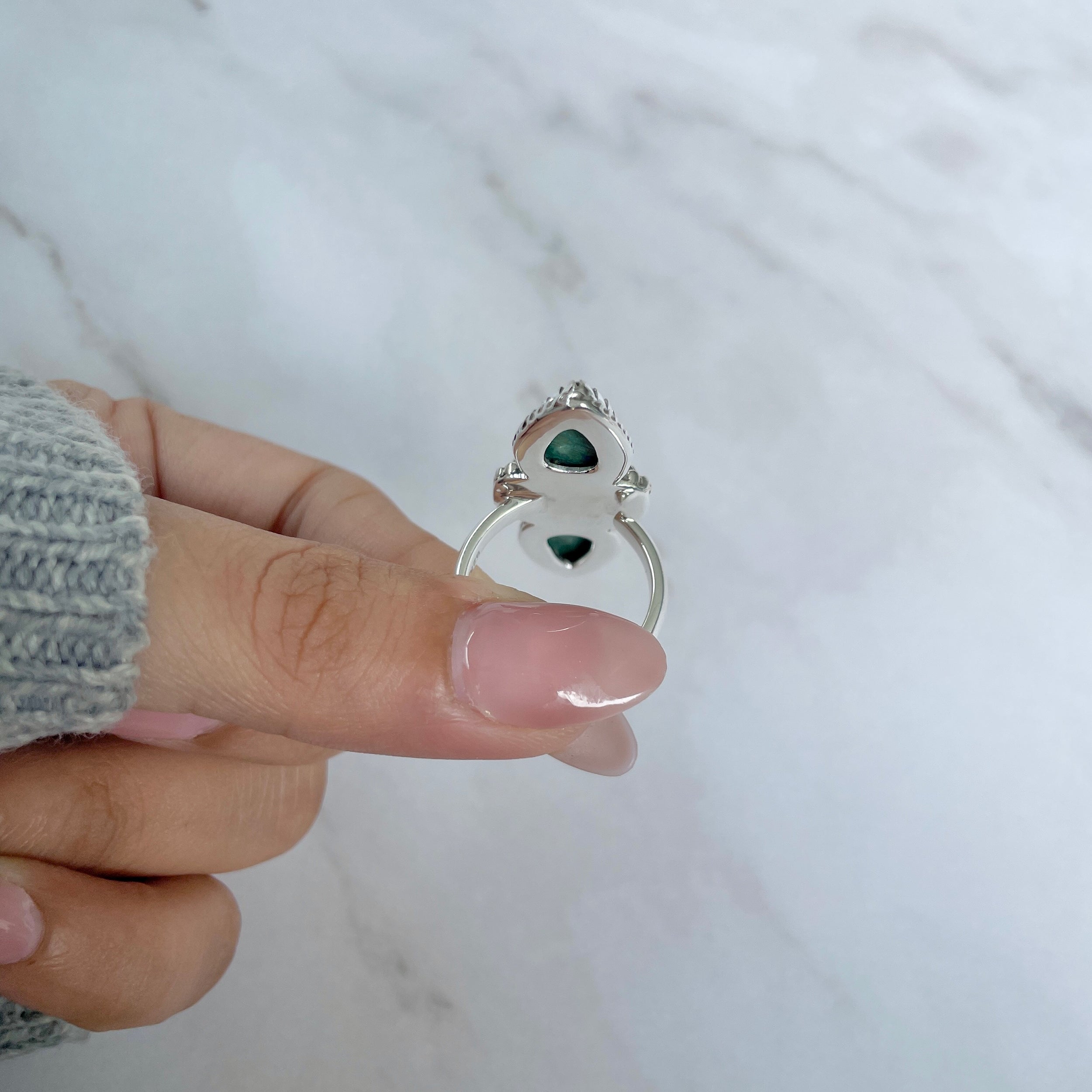 Azurite Malachite Adjustable Ring-(AZM-R-72.)