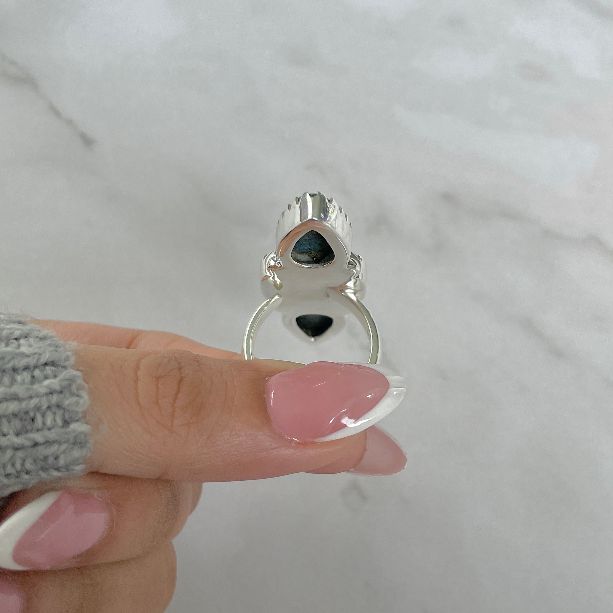 Azurite Malachite Adjustable Ring-(AZM-R-75.)