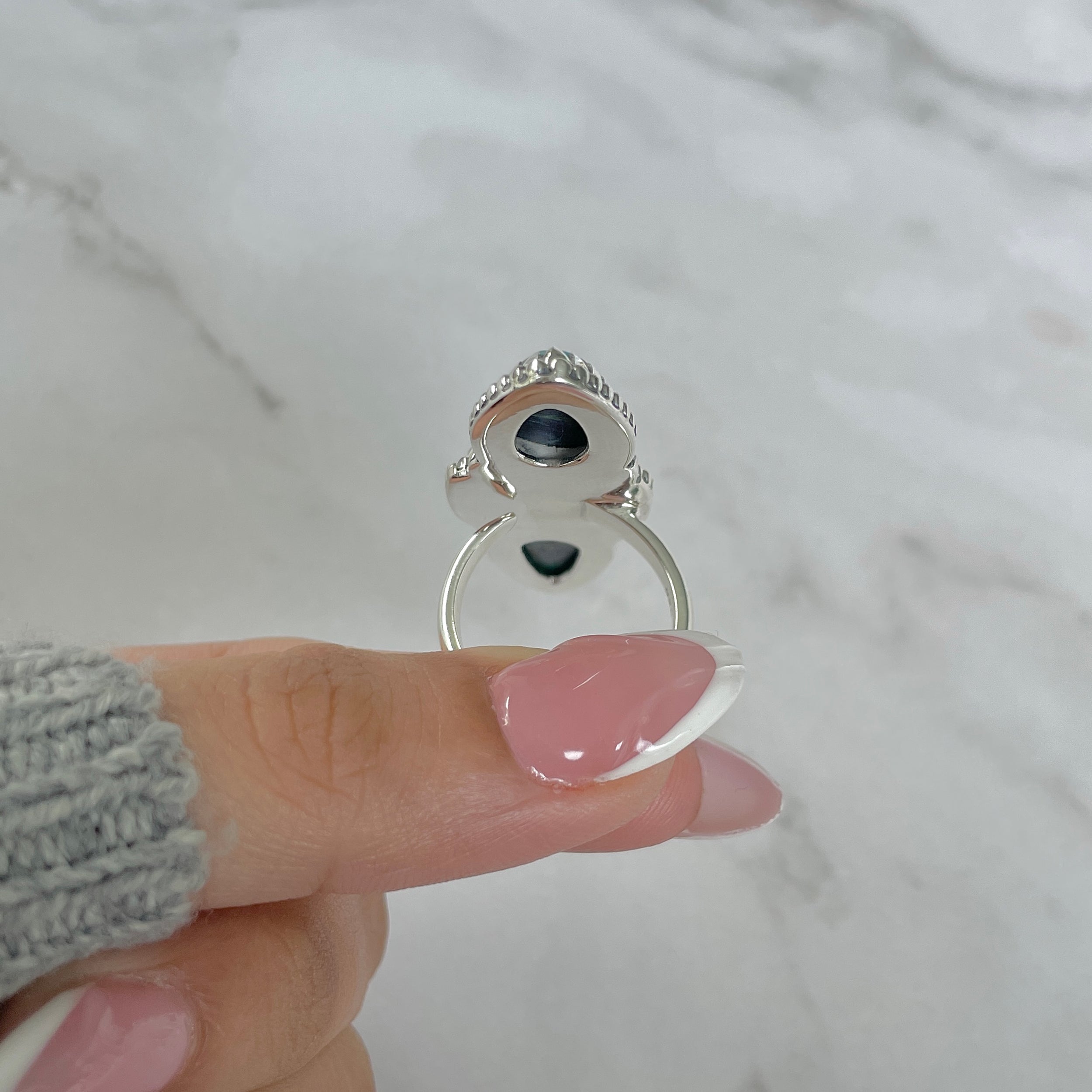 Azurite Malachite Adjustable Ring-(AZM-R-76.)