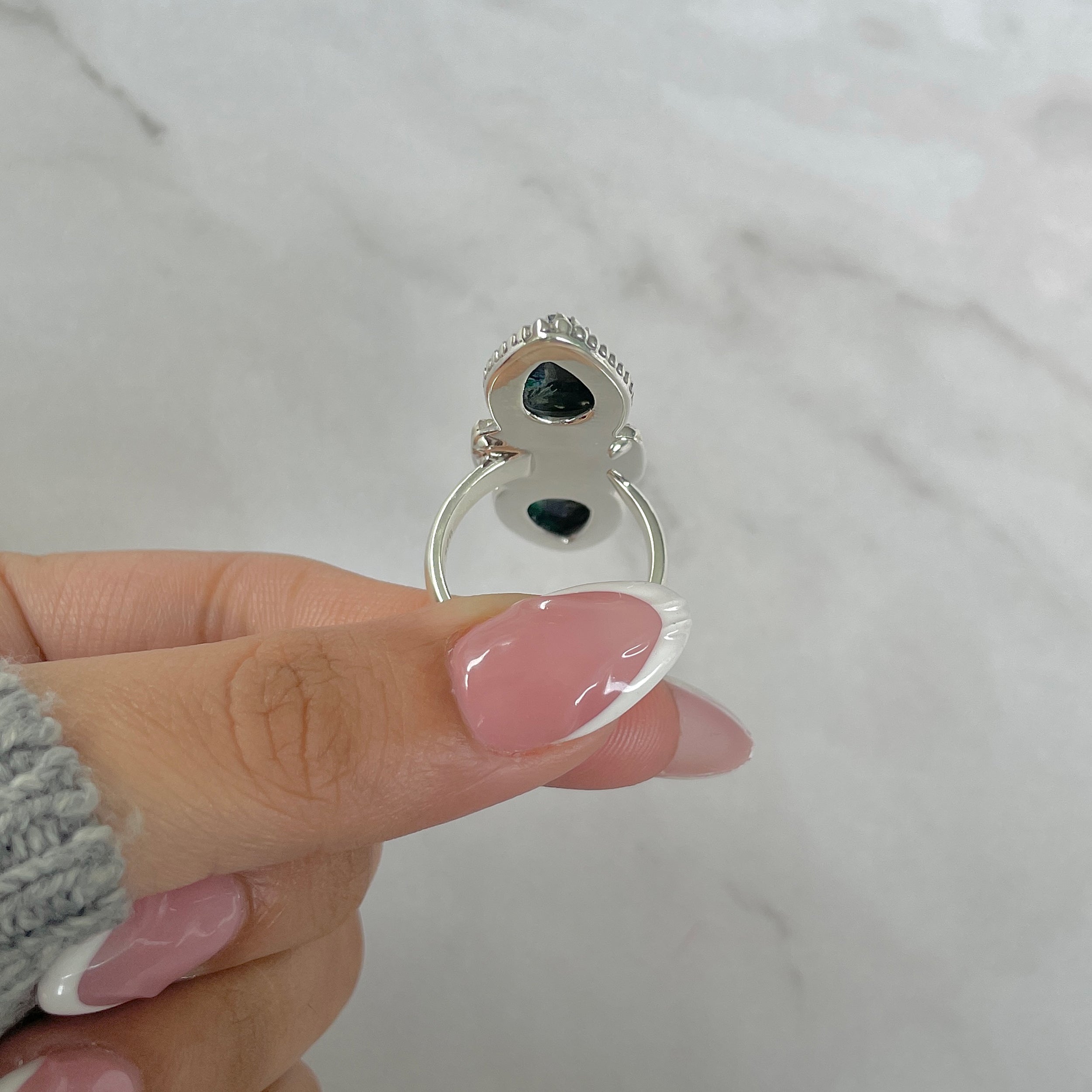 Azurite Malachite Adjustable Ring-(AZM-R-77.)