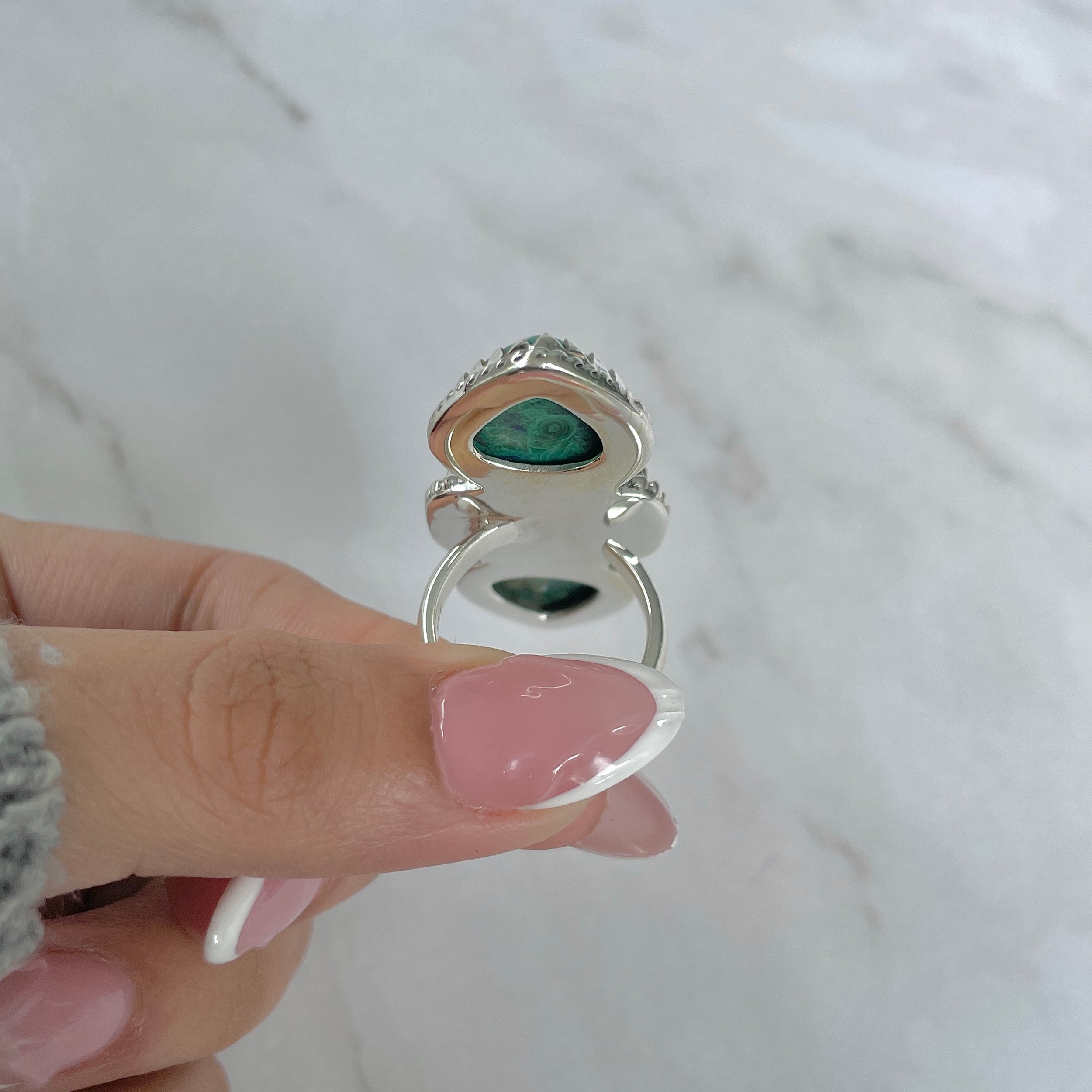 Azurite Malachite Adjustable Ring-(AZM-R-79.)