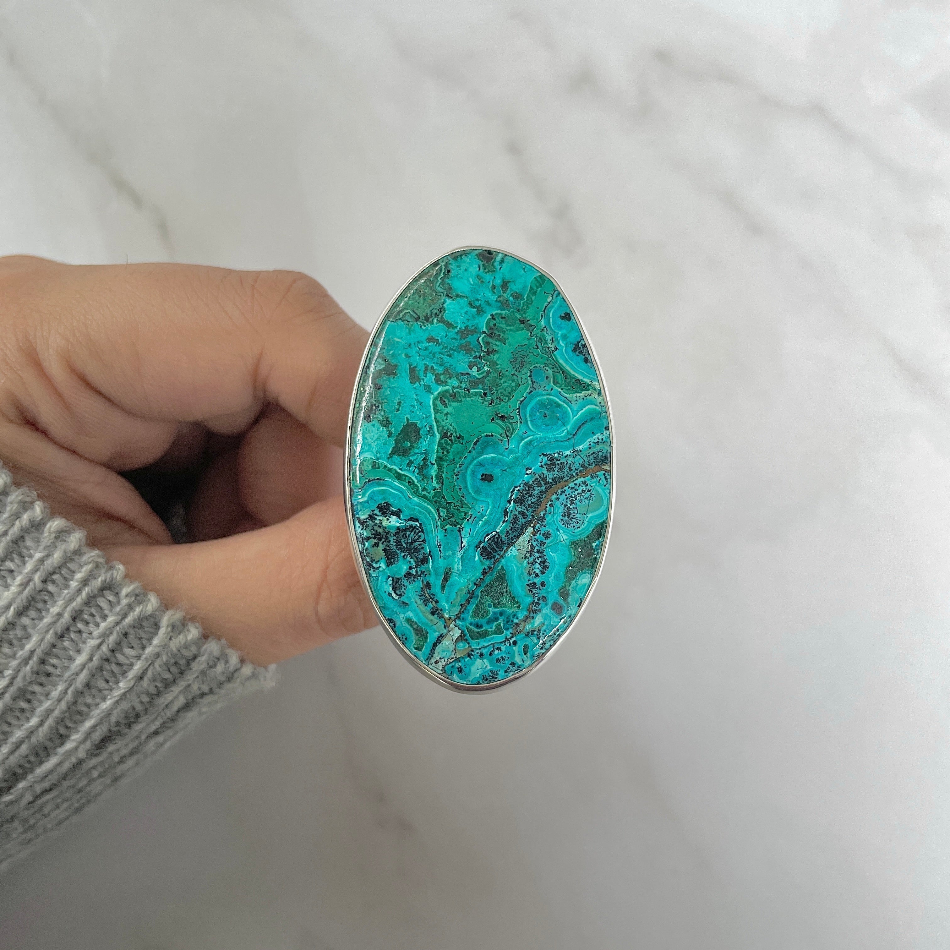 Azurite Malachite Adjustable Ring-(AZM-R-83.)