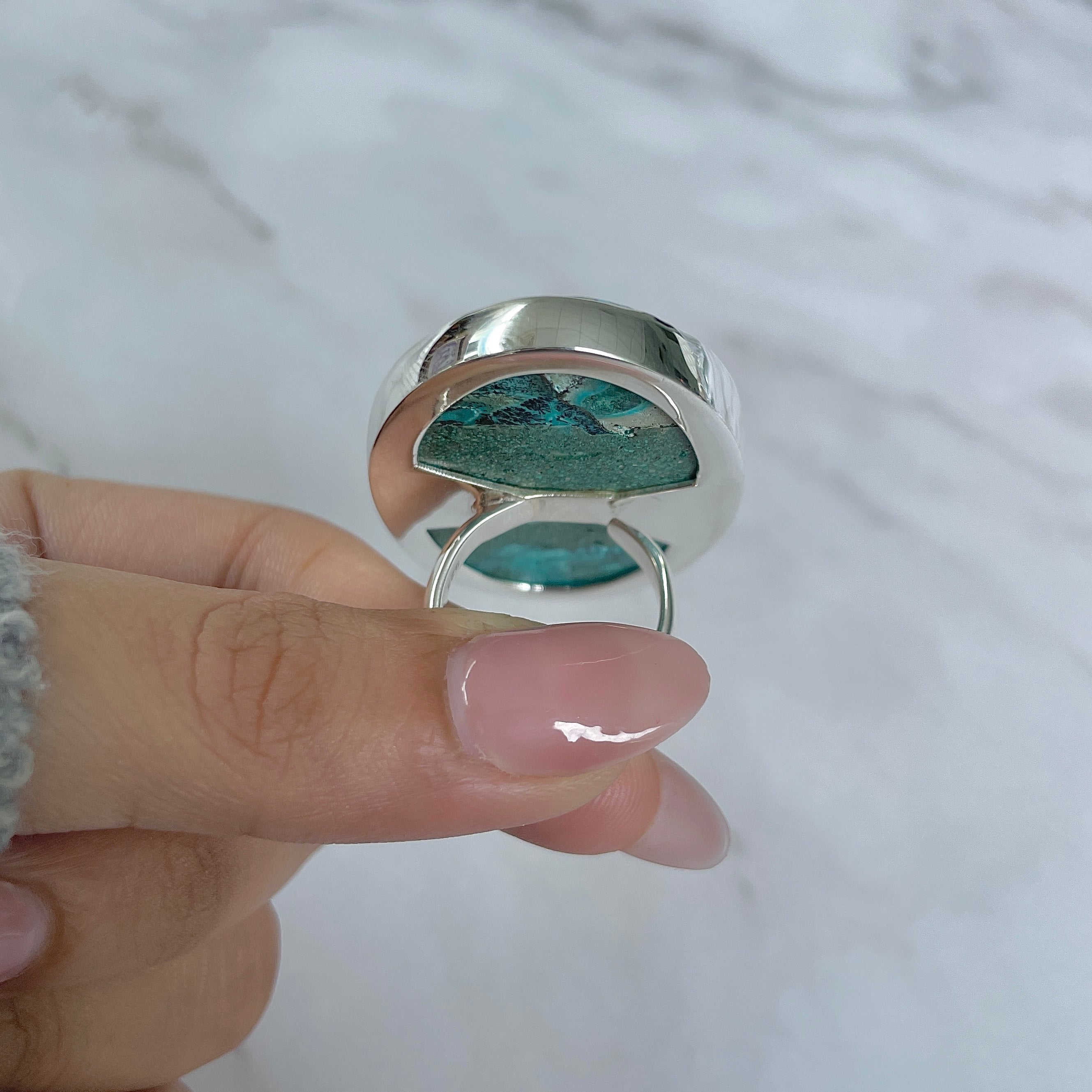 Azurite Malachite Adjustable Ring-(AZM-R-83.)