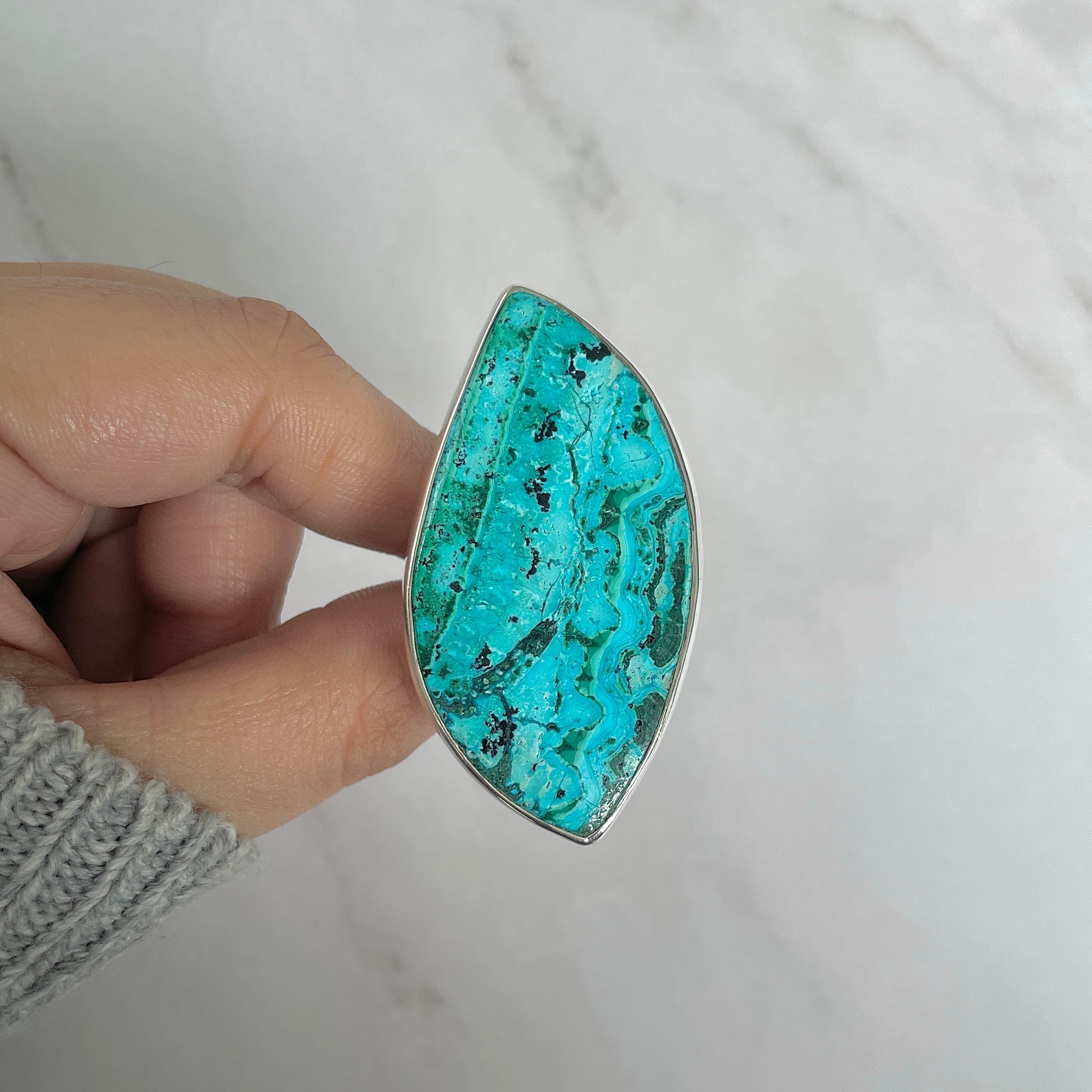 Azurite Malachite Adjustable Ring-(AZM-R-84.)