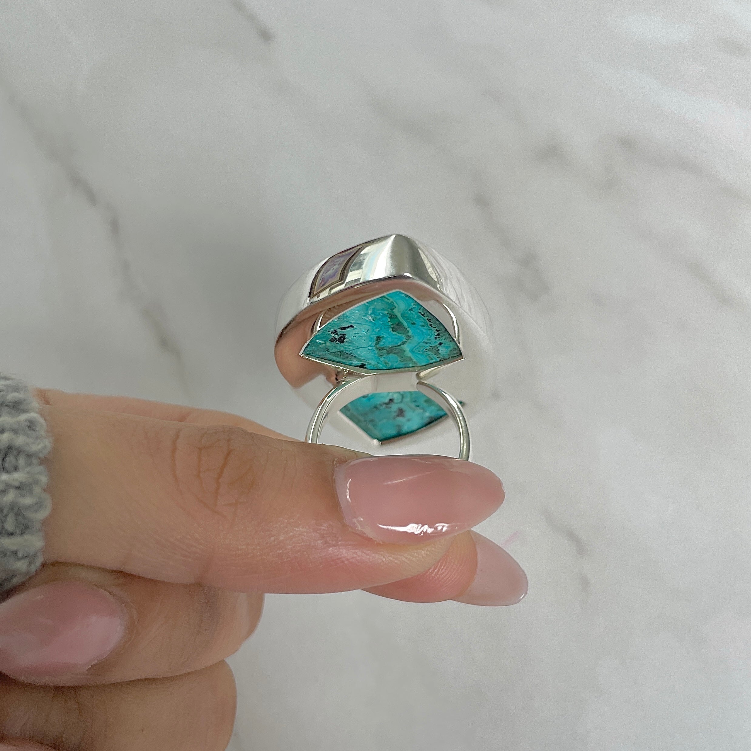 Azurite Malachite Adjustable Ring-(AZM-R-84.)