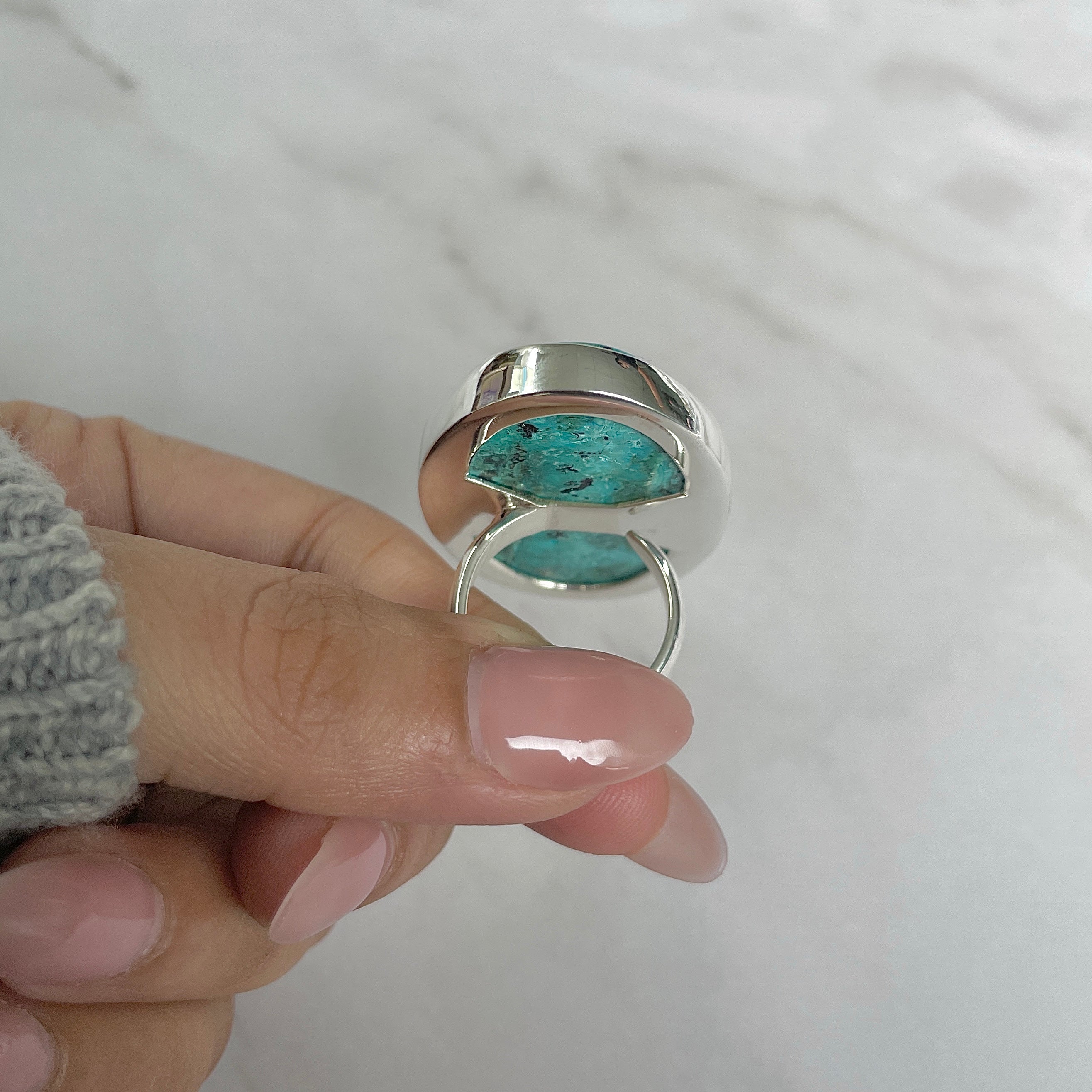 Azurite Malachite Adjustable Ring-(AZM-R-85.)
