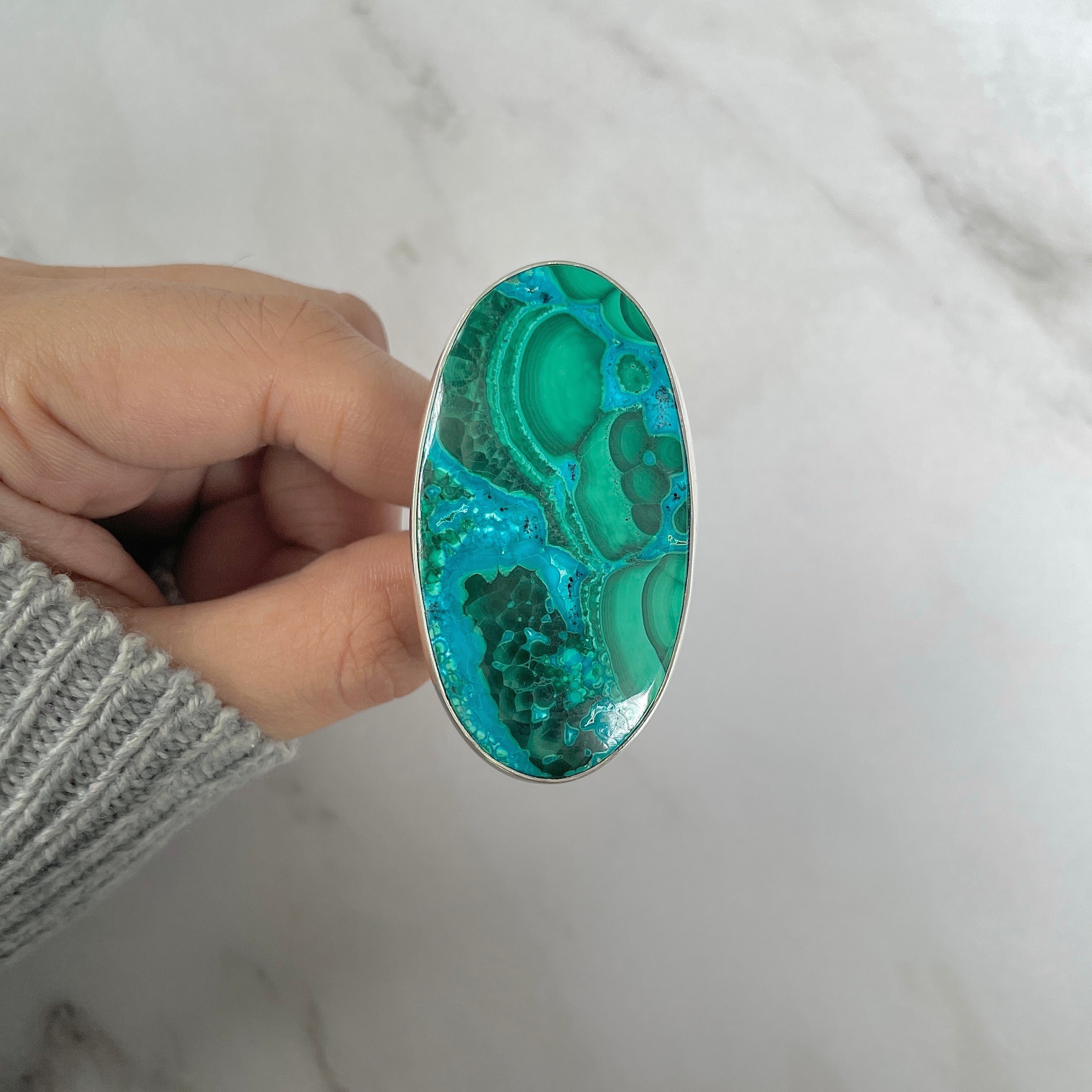 Azurite Malachite Adjustable Ring-(AZM-R-87.)