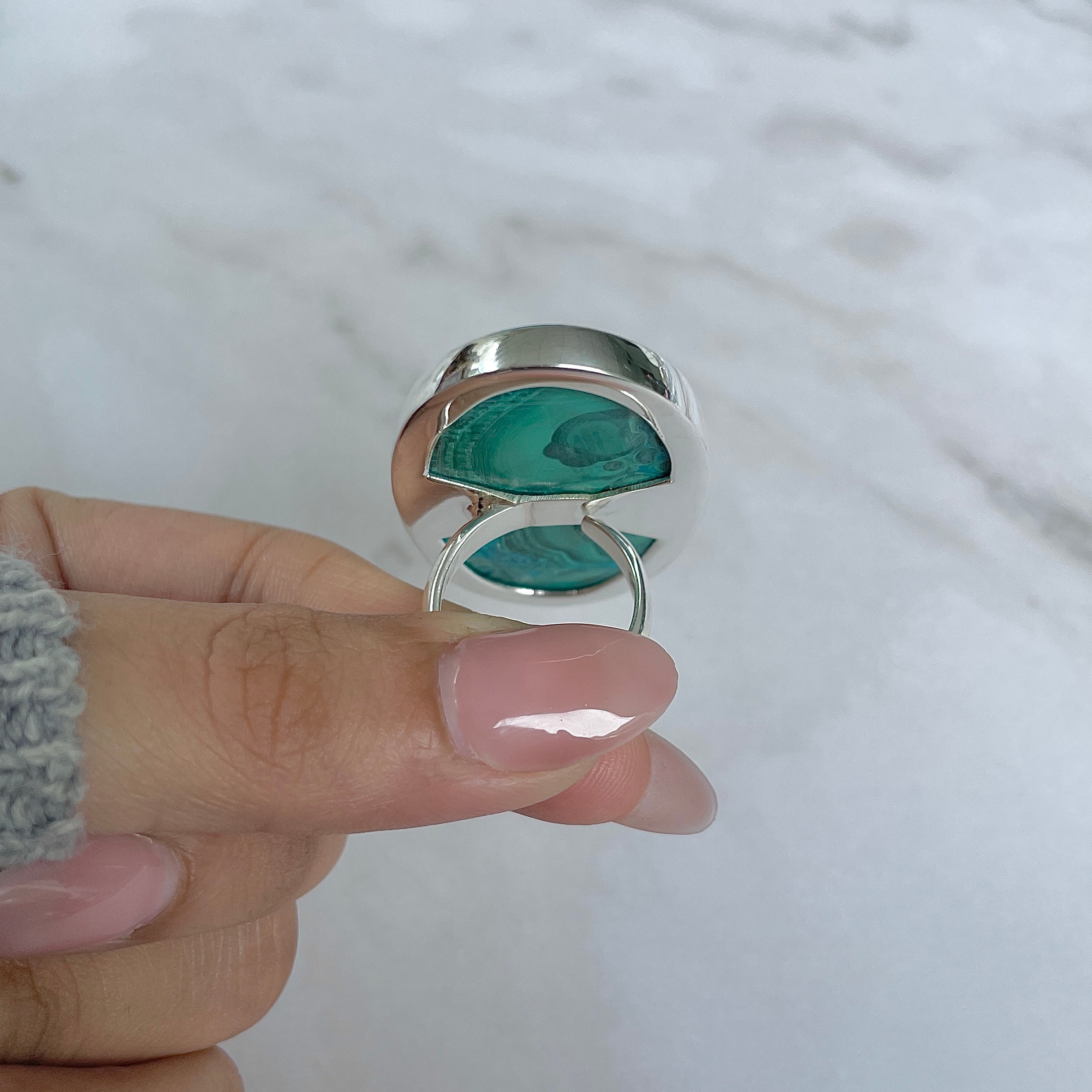 Azurite Malachite Adjustable Ring-(AZM-R-87.)