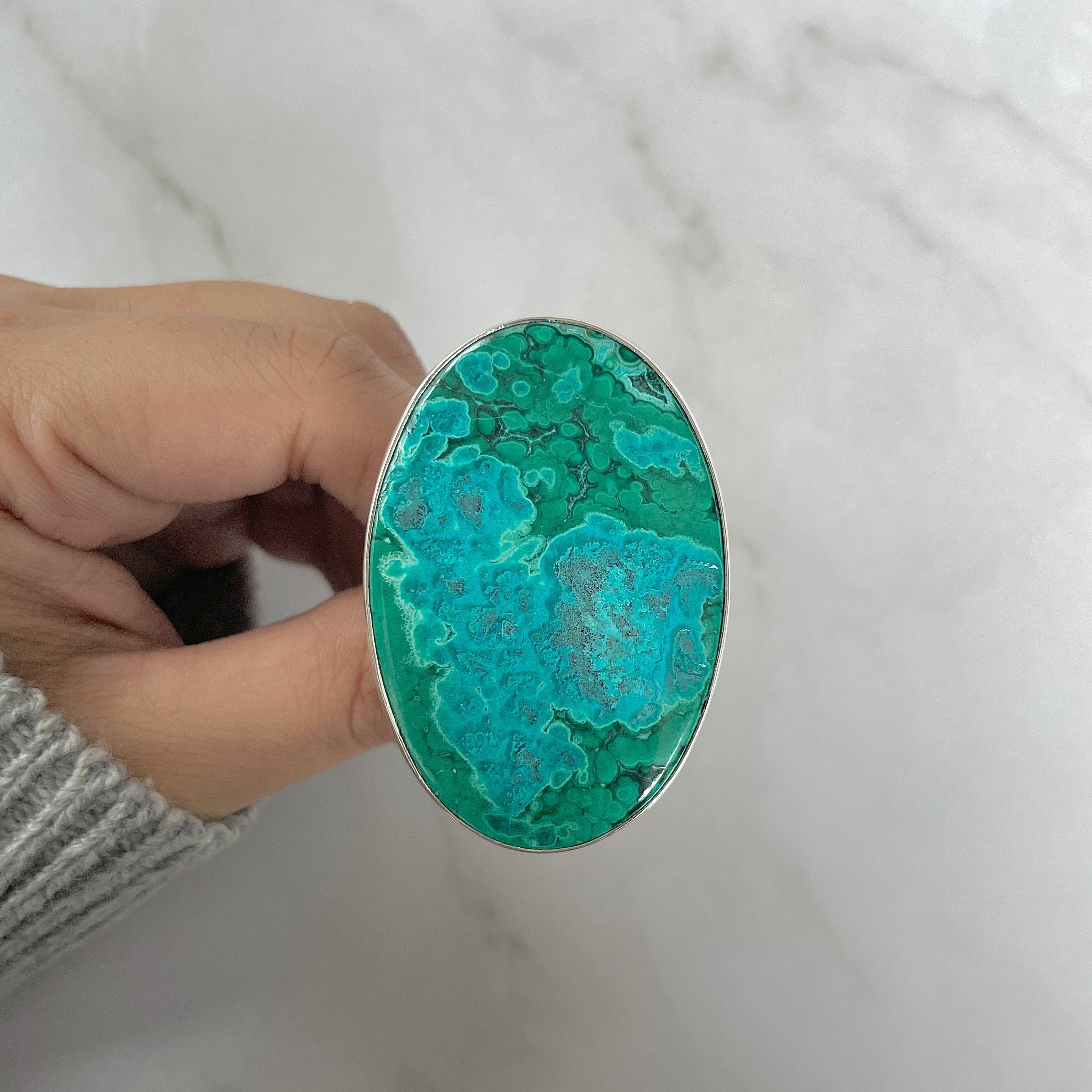 Azurite Malachite Adjustable Ring-(AZM-R-88.)