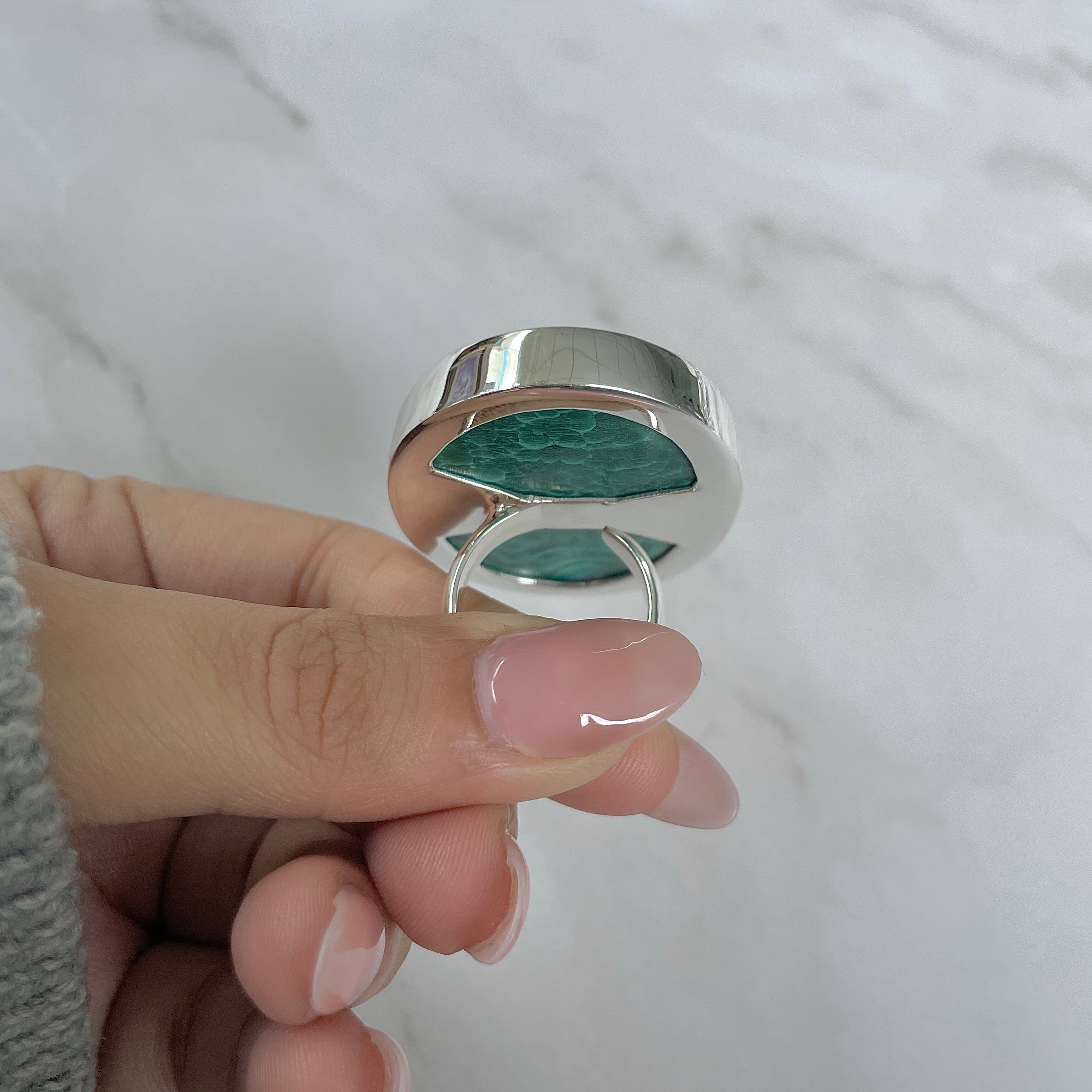 Azurite Malachite Adjustable Ring-(AZM-R-88.)