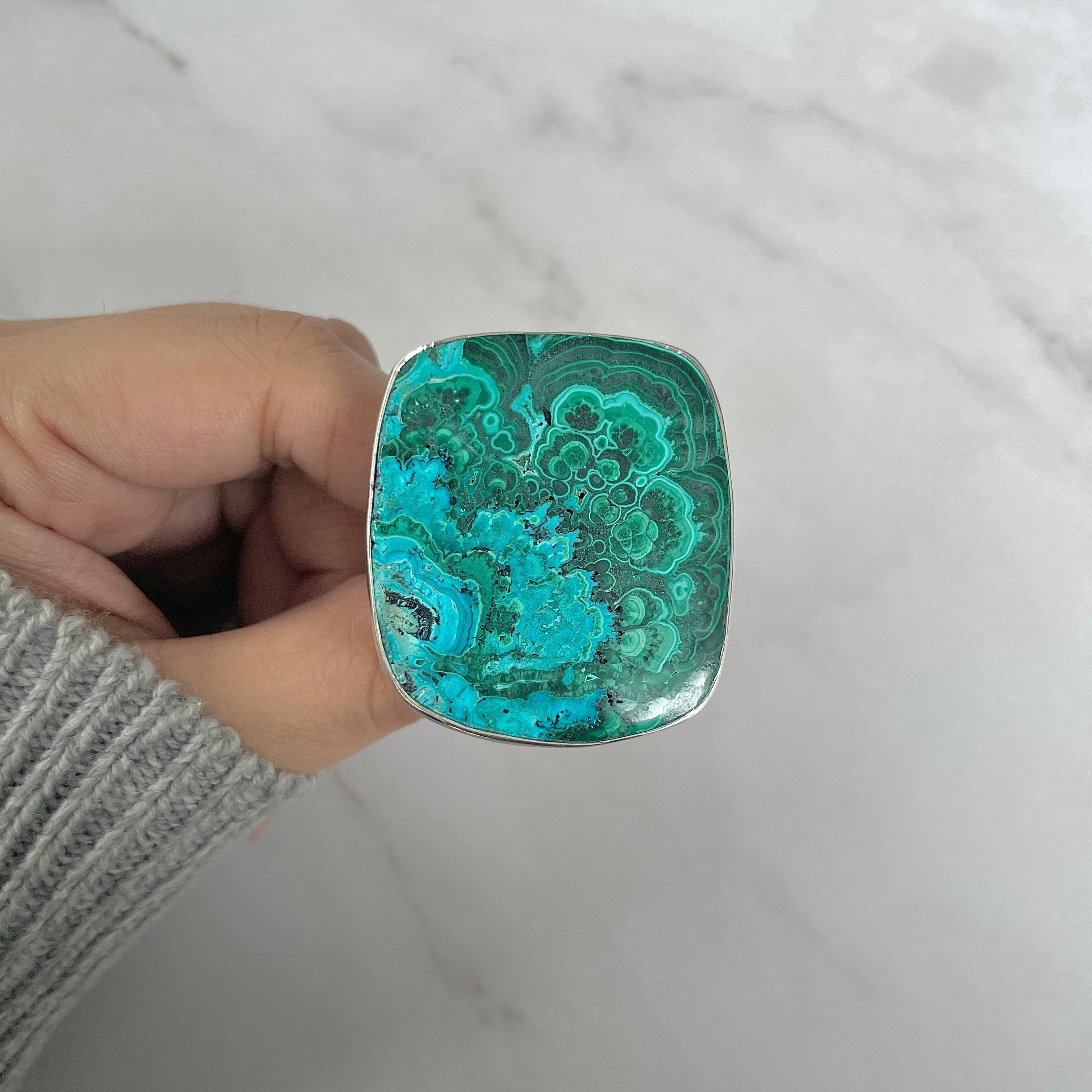Azurite Malachite Adjustable Ring-(AZM-R-89.)