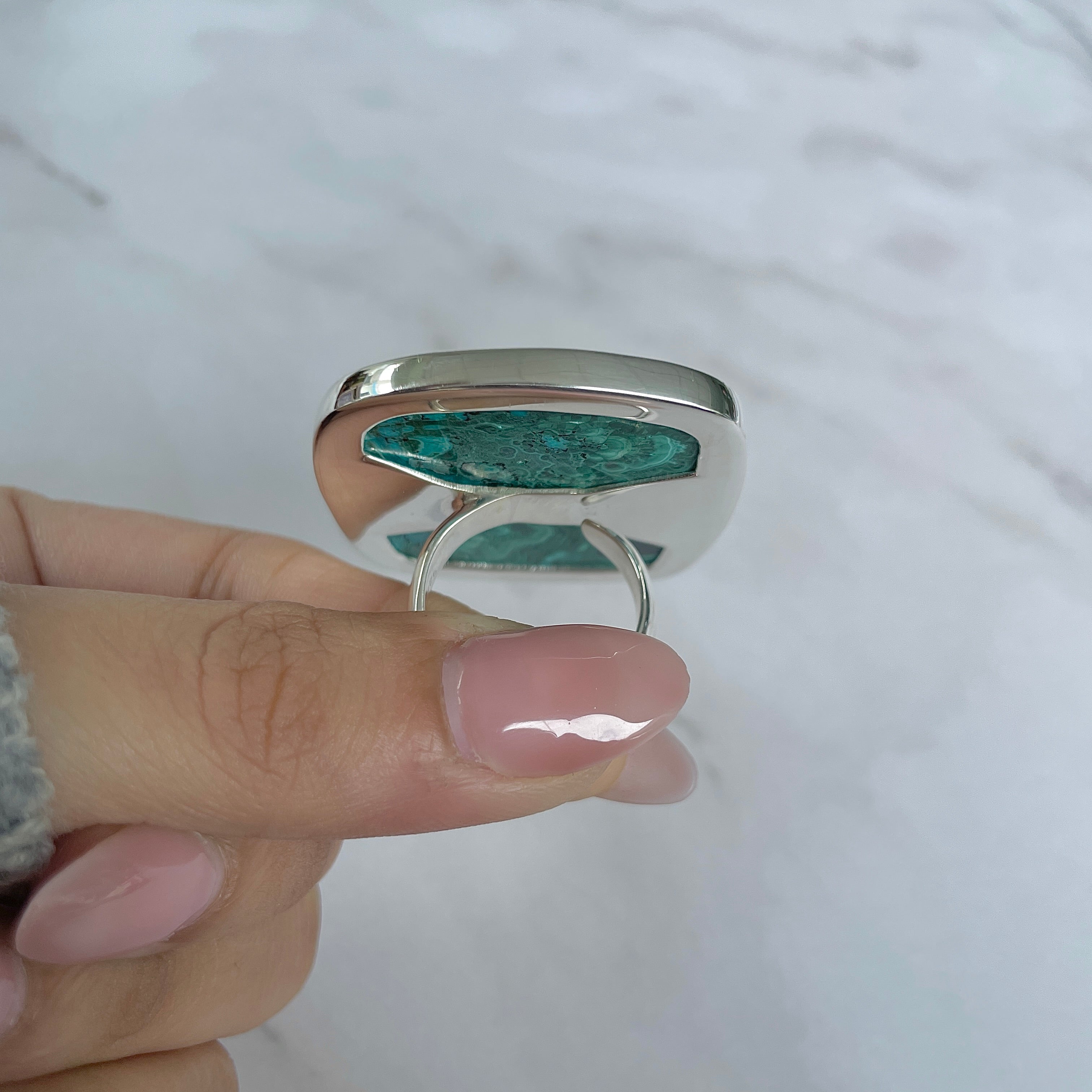 Azurite Malachite Adjustable Ring-(AZM-R-89.)