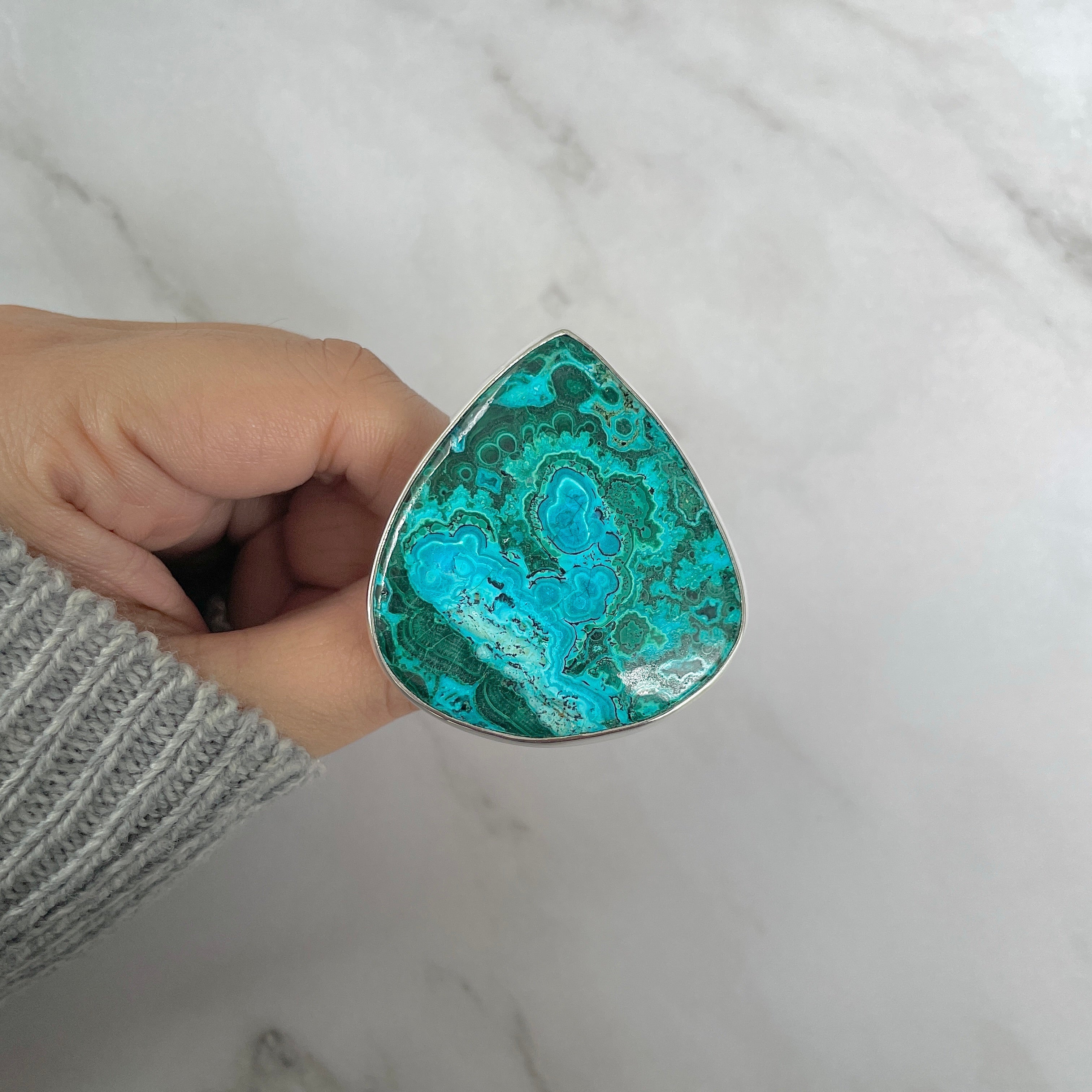 Azurite Malachite Adjustable Ring-(AZM-R-90.)