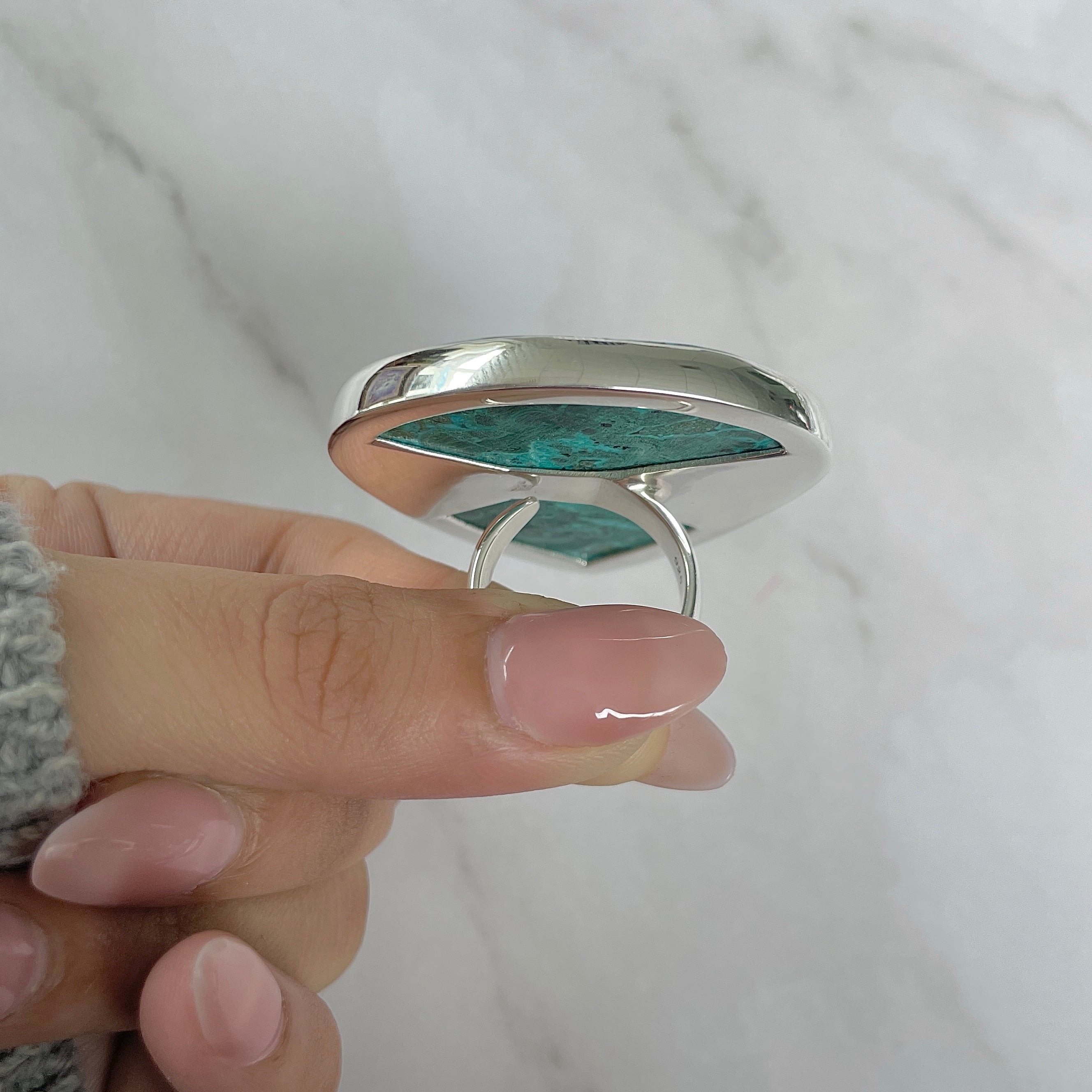 Azurite Malachite Adjustable Ring-(AZM-R-90.)