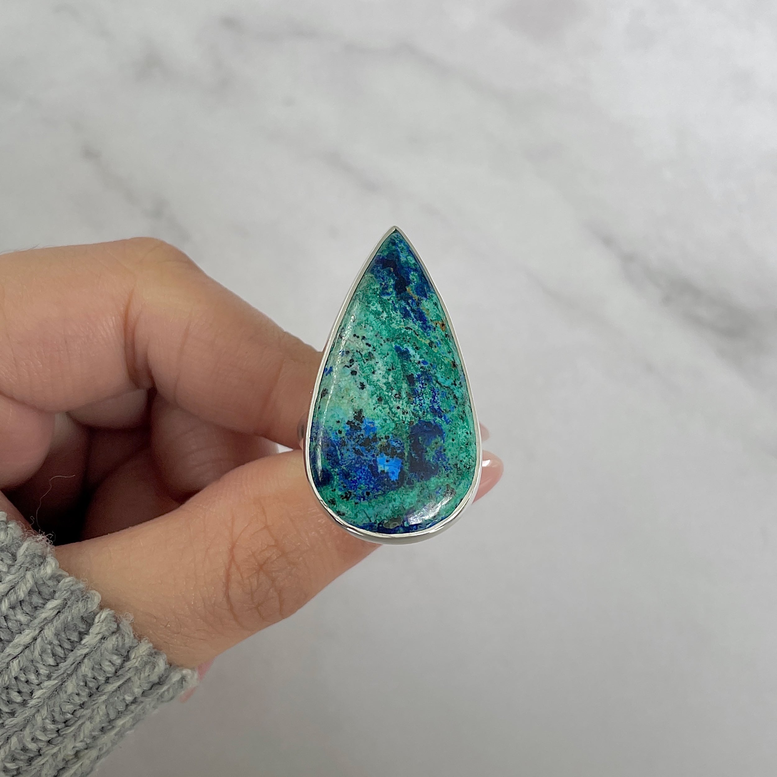 Azurite Malachite Adjustable Ring-(AZM-R-91.)