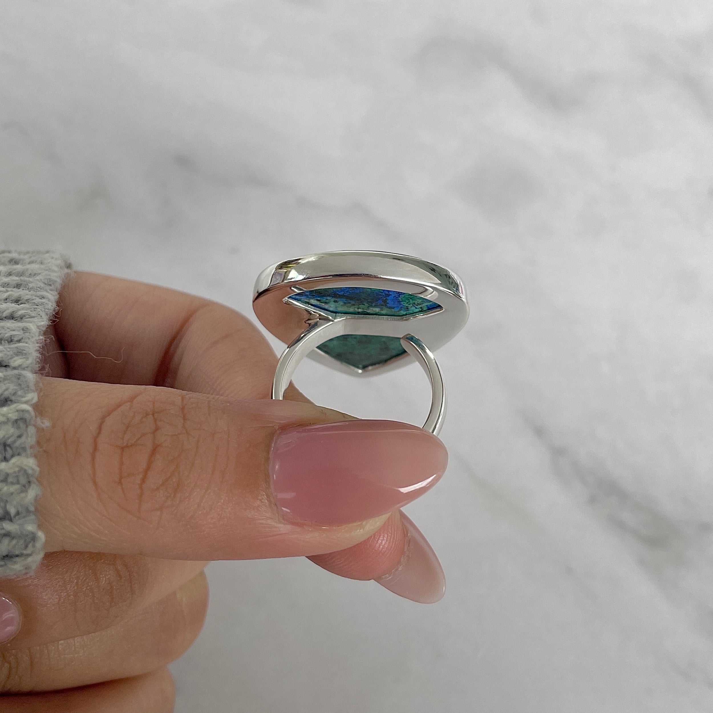 Azurite Malachite Adjustable Ring-(AZM-R-92.)