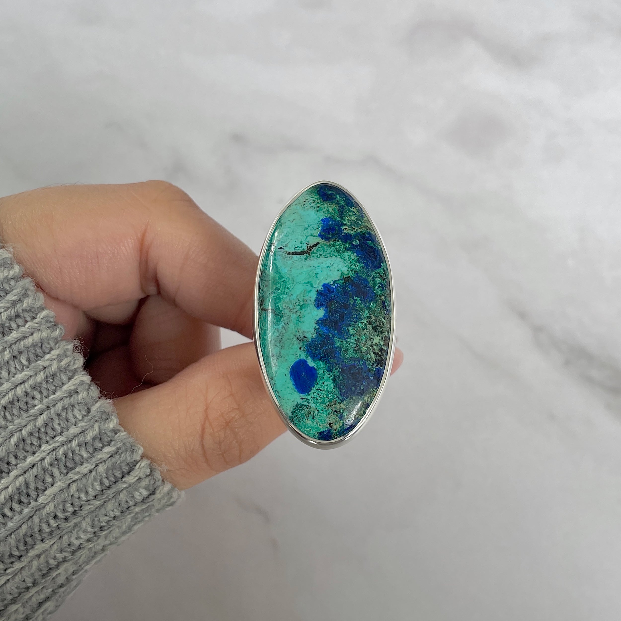 Azurite Malachite Adjustable Ring-(AZM-R-93.)