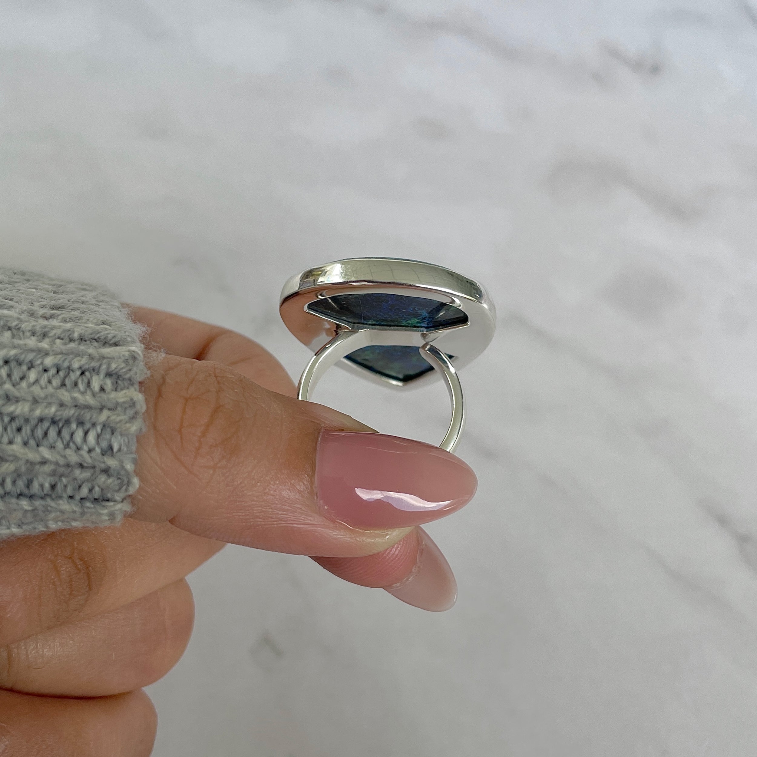 Azurite Malachite Adjustable Ring-(AZM-R-98.)