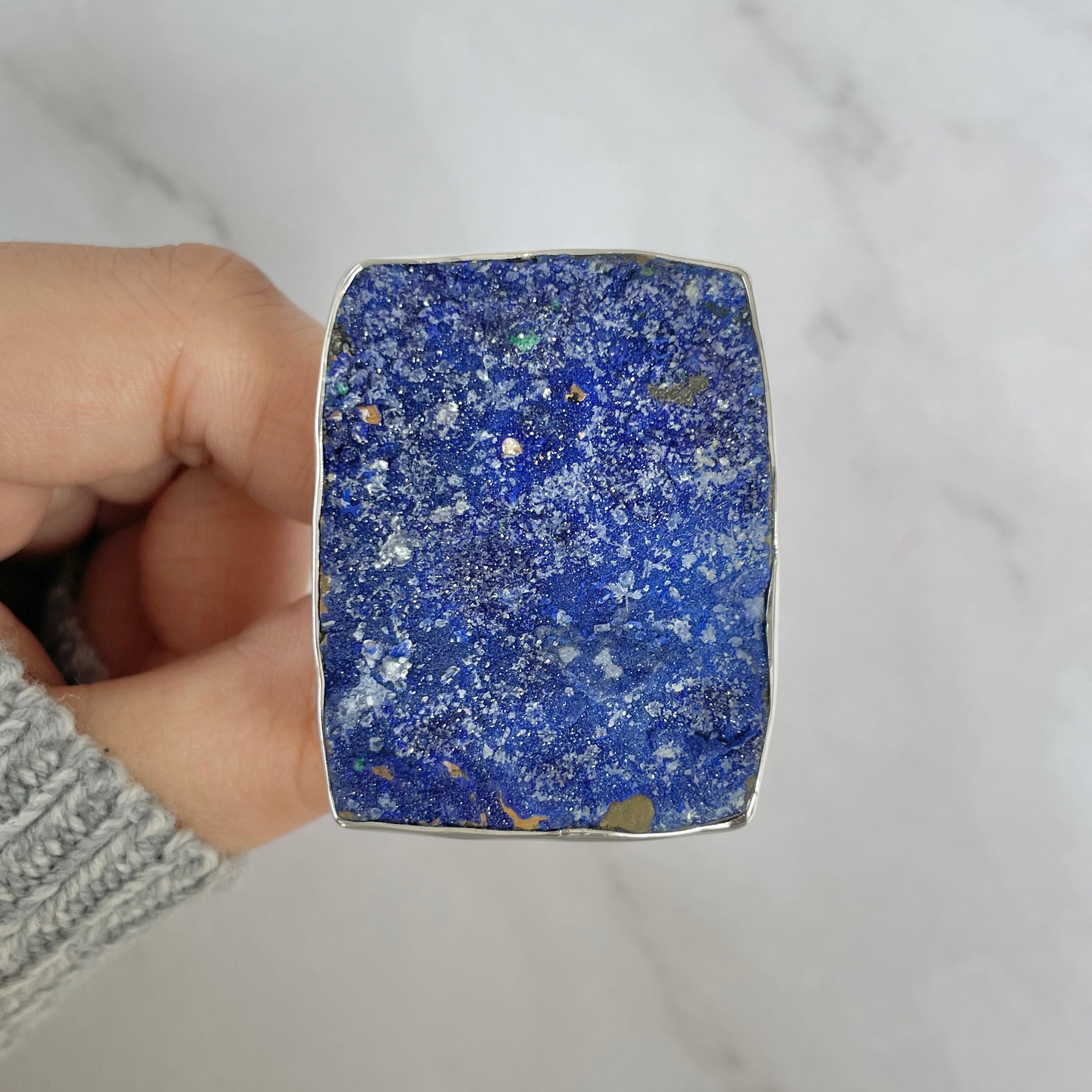 Azurite Druzy Adjustable Ring-(AZR-R-1.)