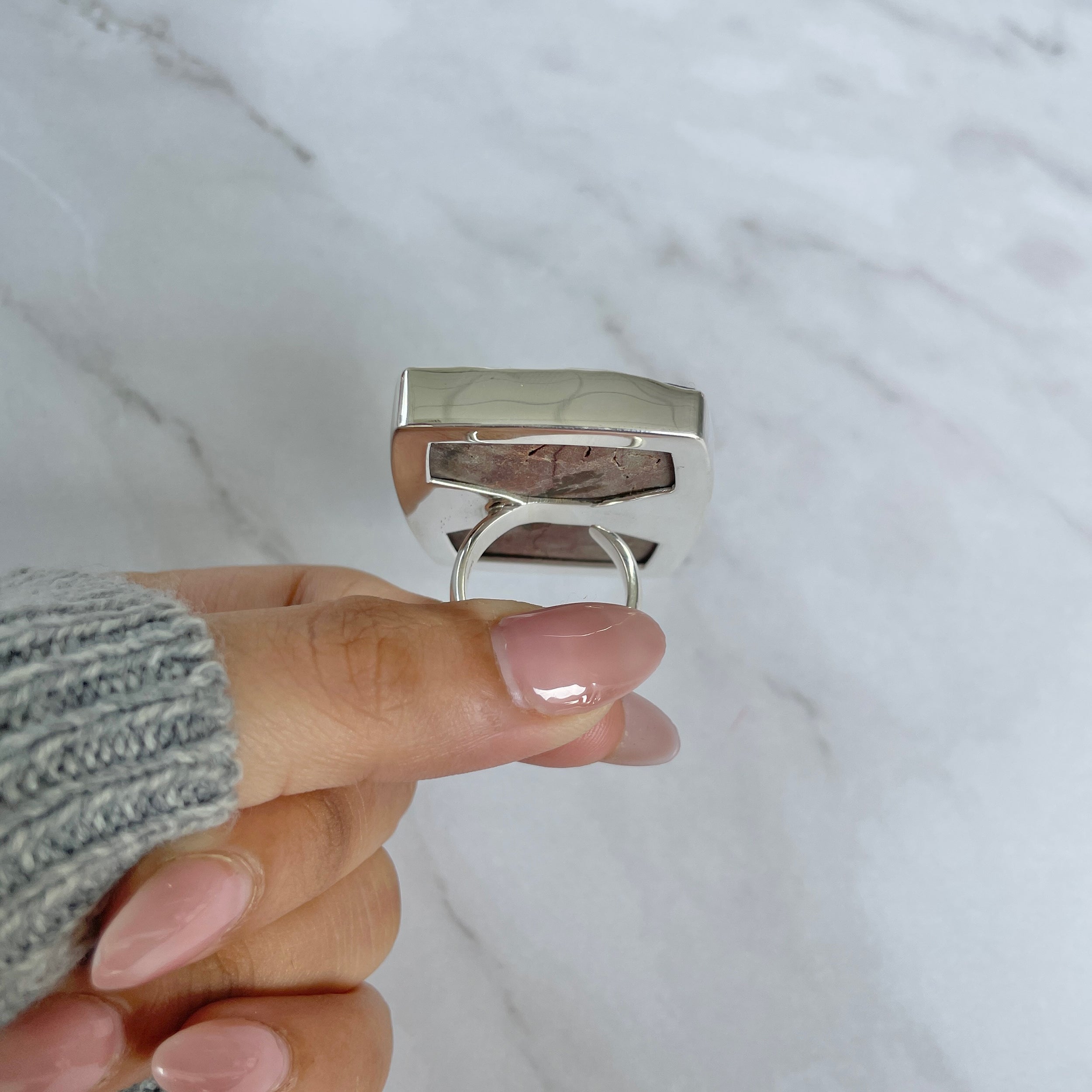 Azurite Druzy Adjustable Ring-(AZR-R-1.)