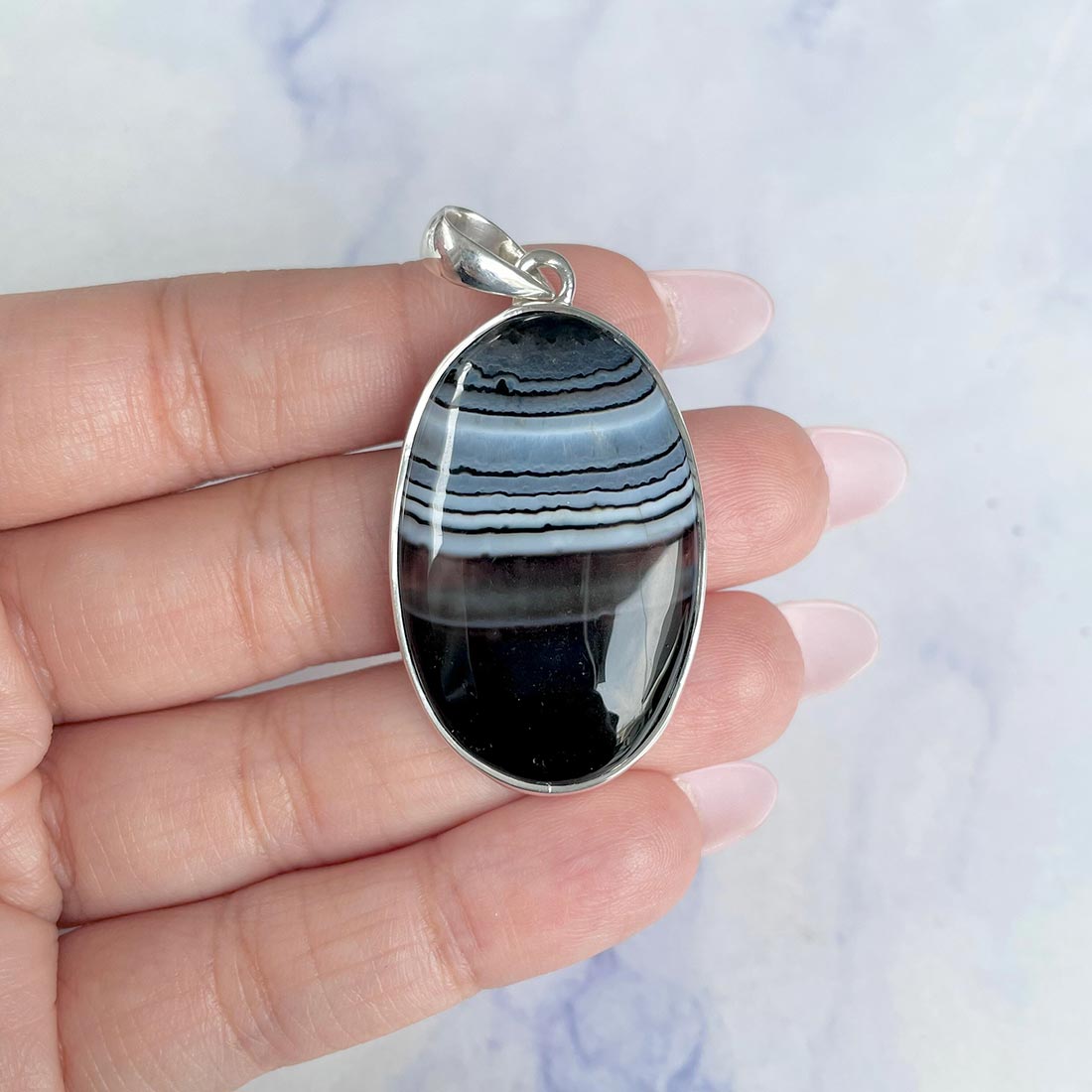 Banded Agate Pendant-(BAG-P-34.)