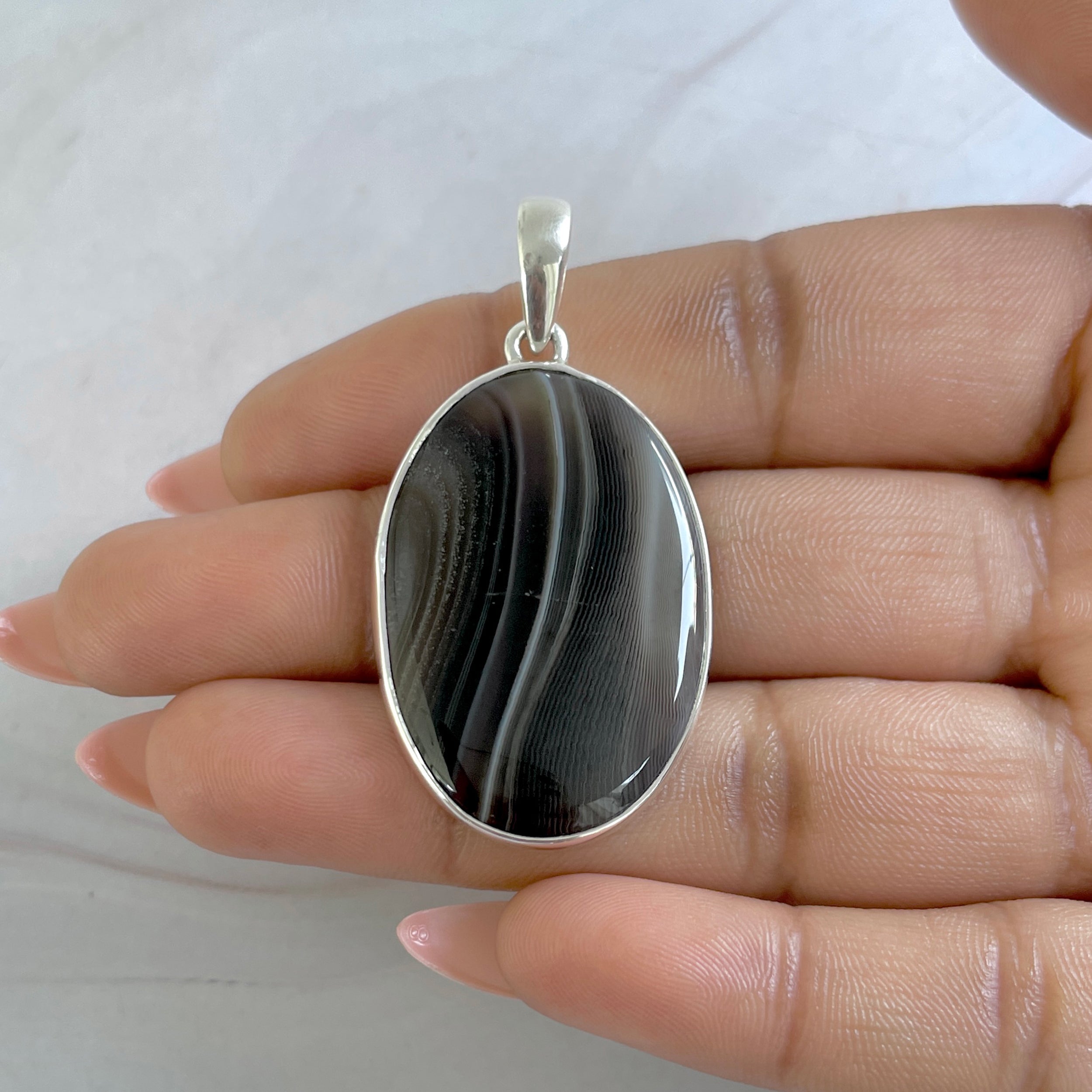 Banded Agate Pendant-(BAG-P-63.)