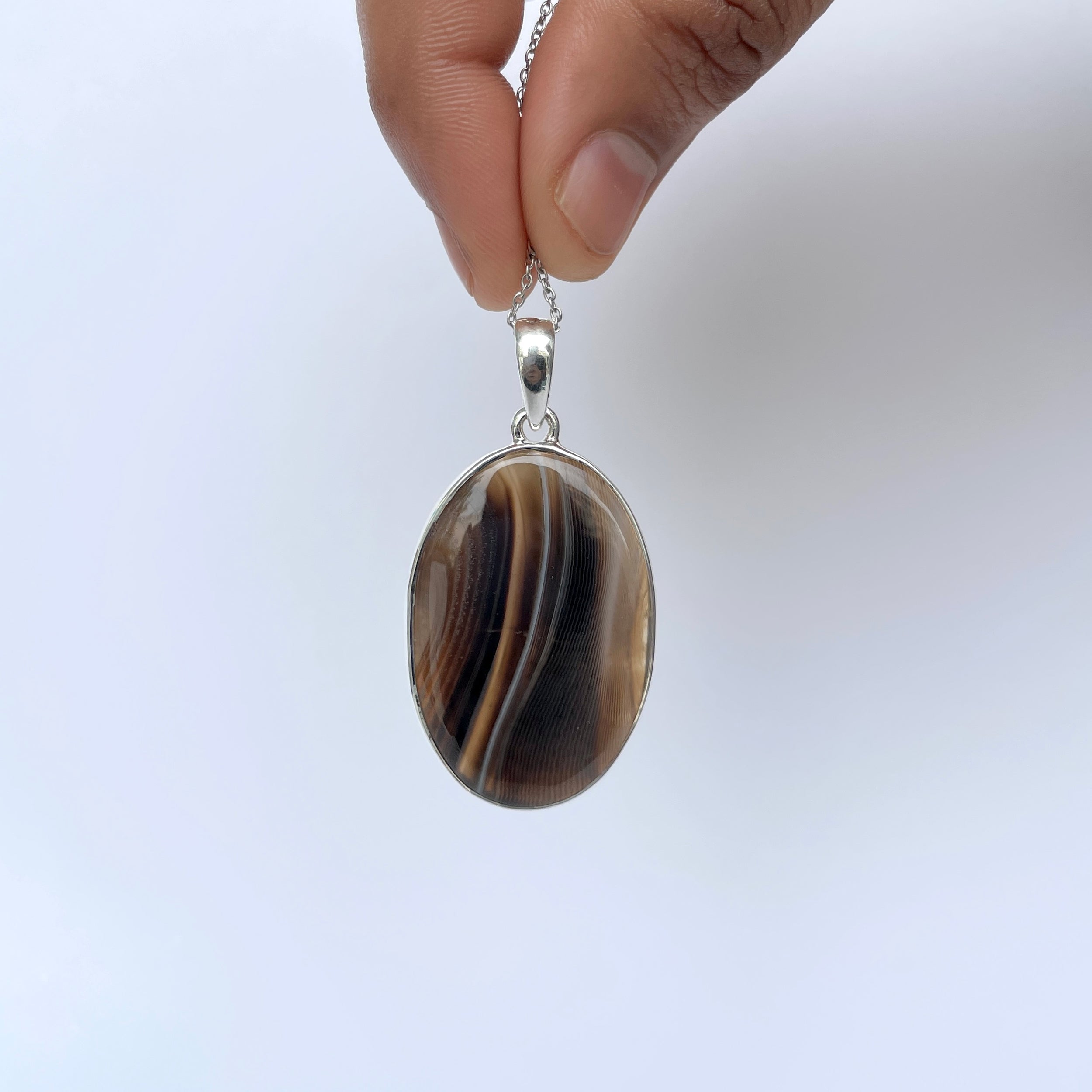 Banded Agate Pendant-(BAG-P-63.)